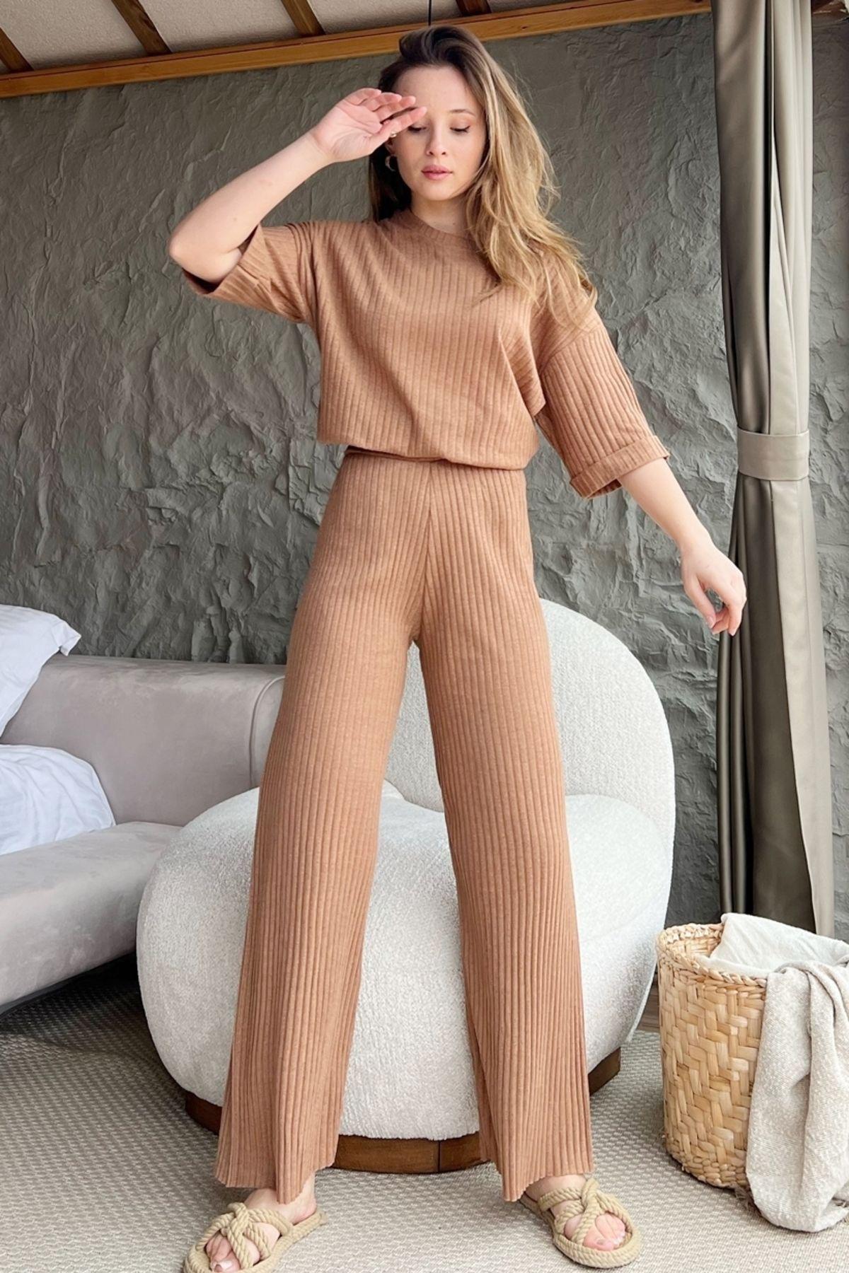 Beige Ribbed Co-Ord Set, C101_1491, large image number 3