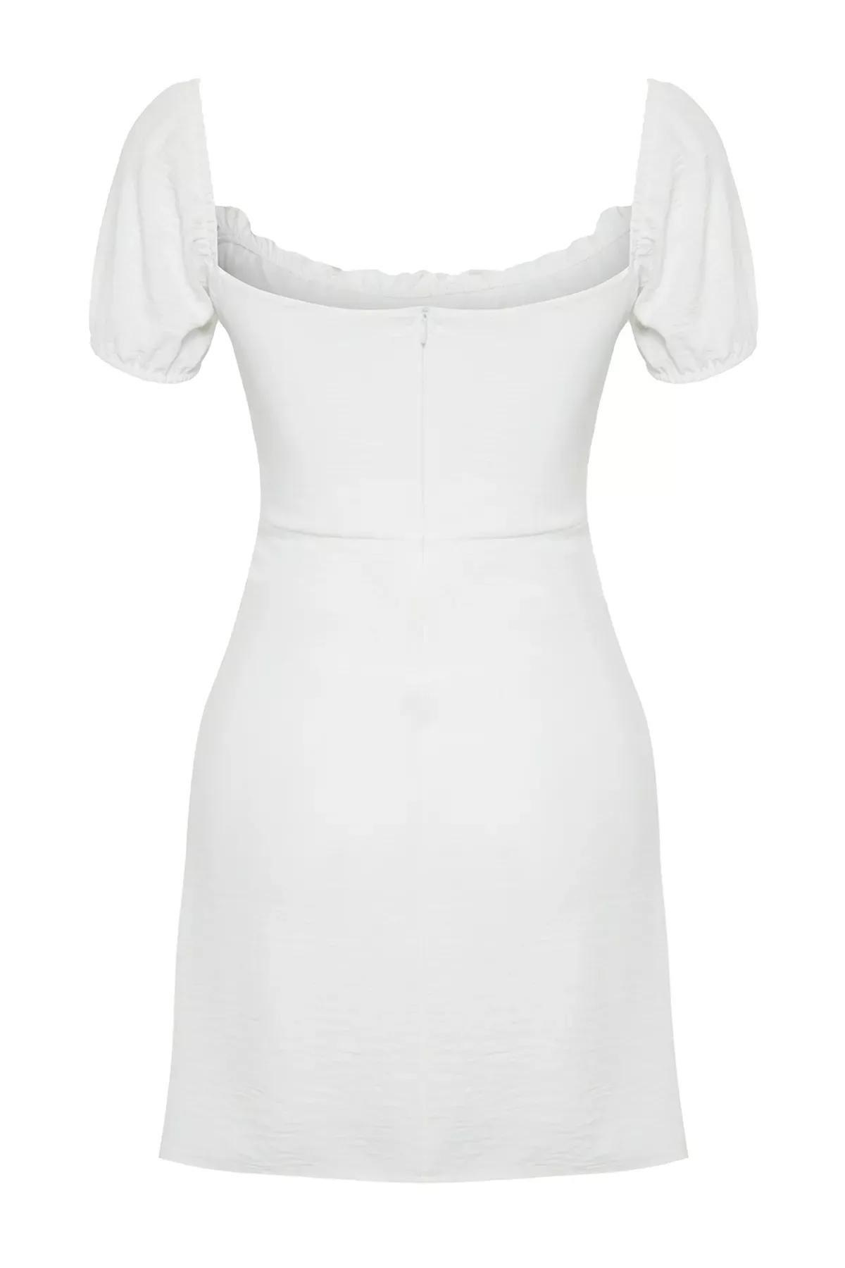 White Bodycone Crepe Mini Dress, White, large image number 7