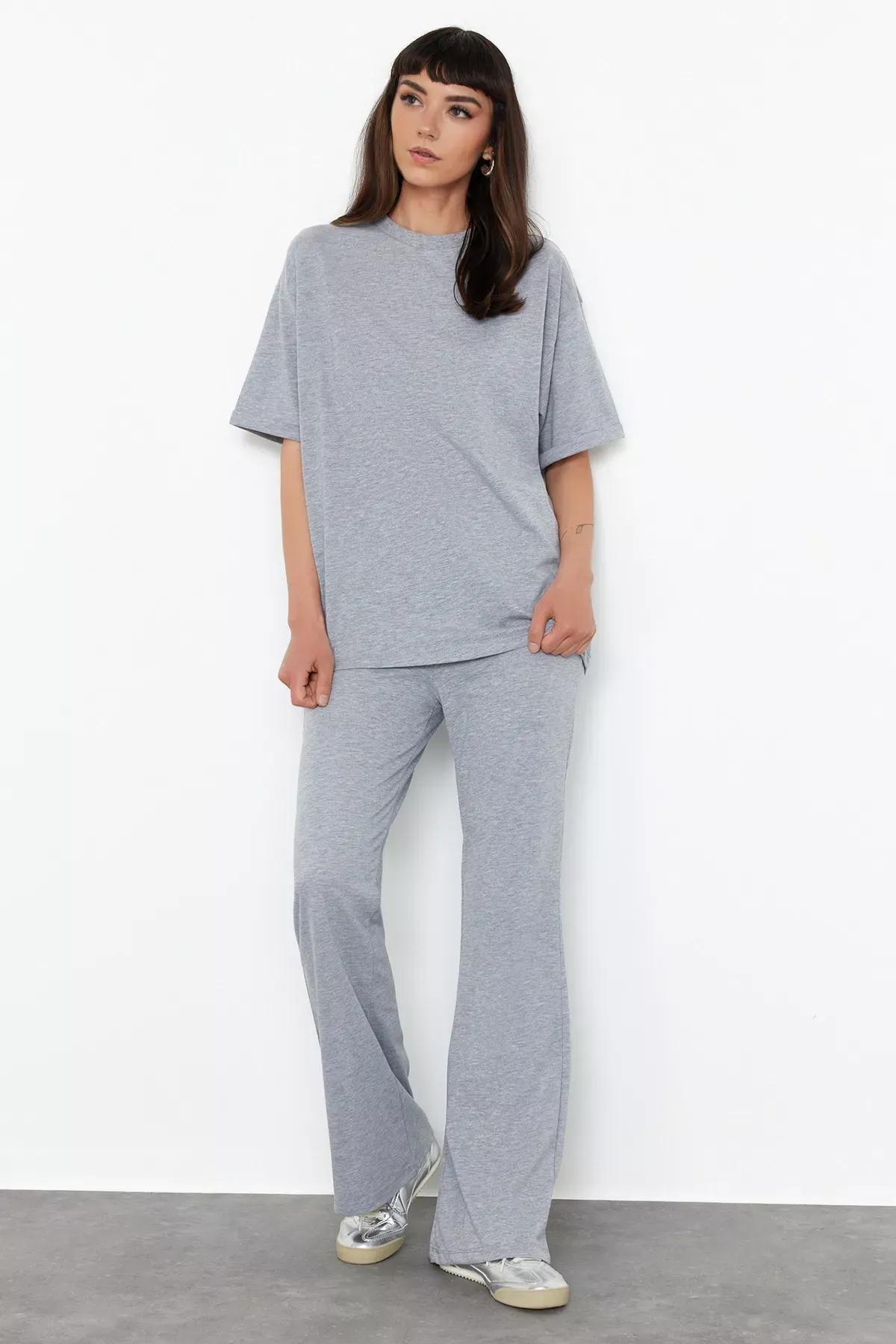Grey  Oversize Spanish Leg Knit Set, Grey, large image number 2