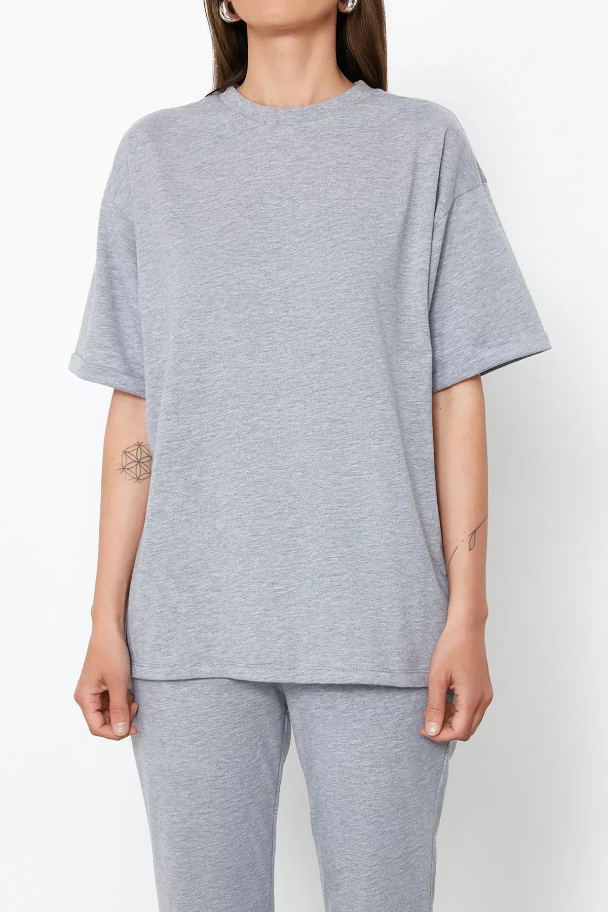 Grey  Oversize Spanish Leg Knit Set, Grey, large image number 3