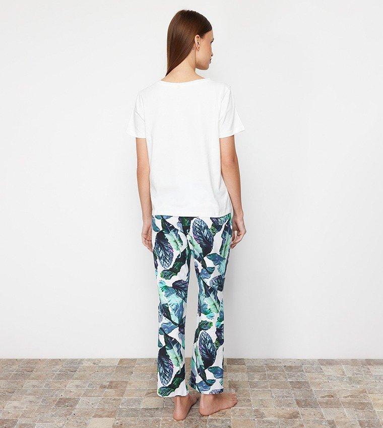 White Floral Knitted Pyjamas Set, , large image number 4