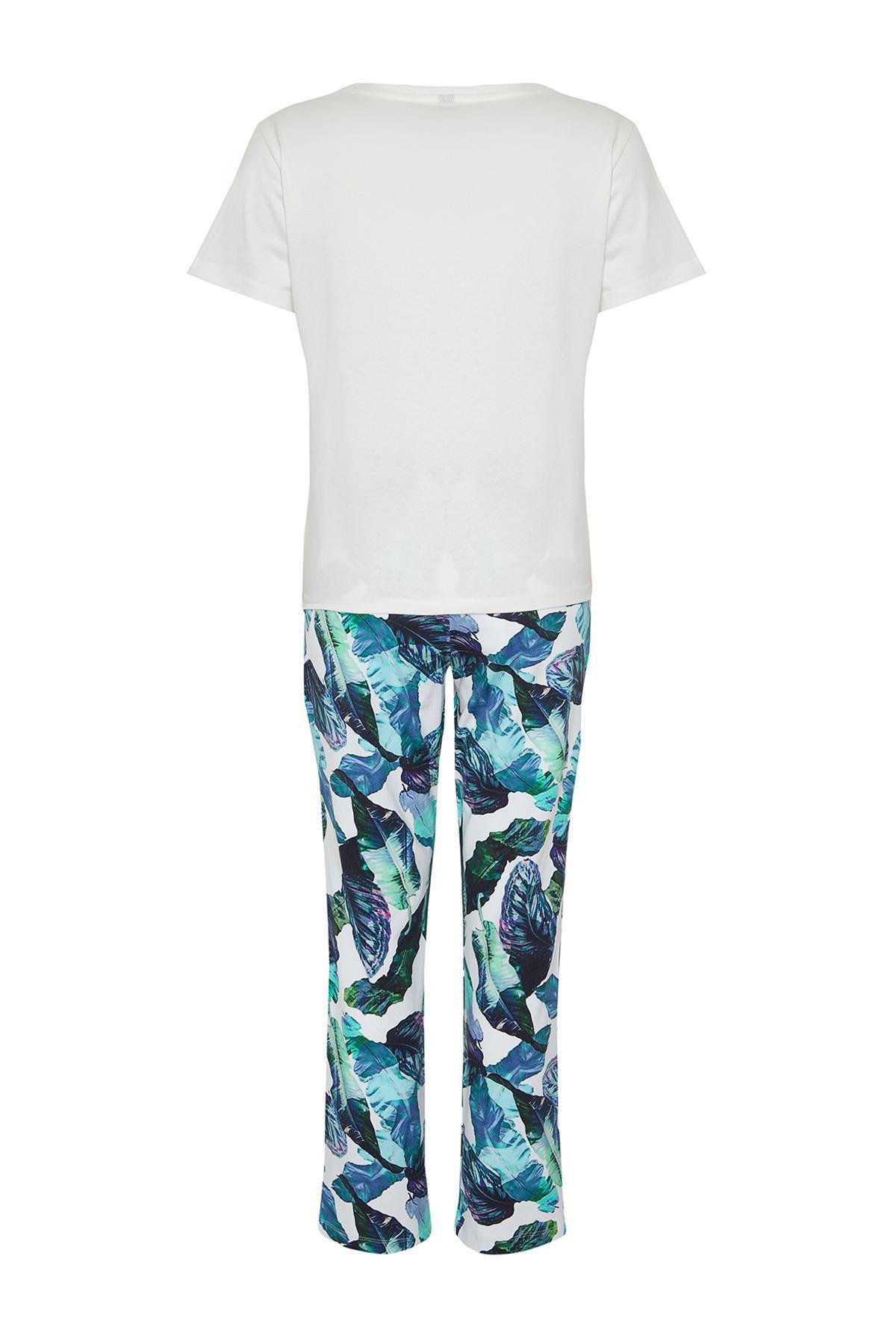 White Floral Knitted Pyjamas Set, , large image number 6