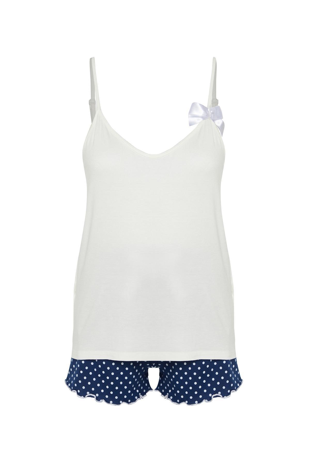 White Detailed Knitted Pyjamas Set, , large image number 0