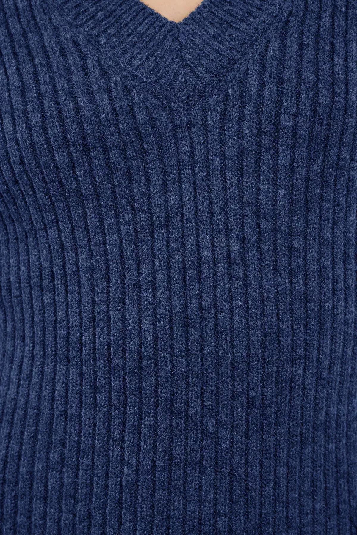 فستان طويل مُحاك من الصوف، كحلي, Navy blue, large image number 3