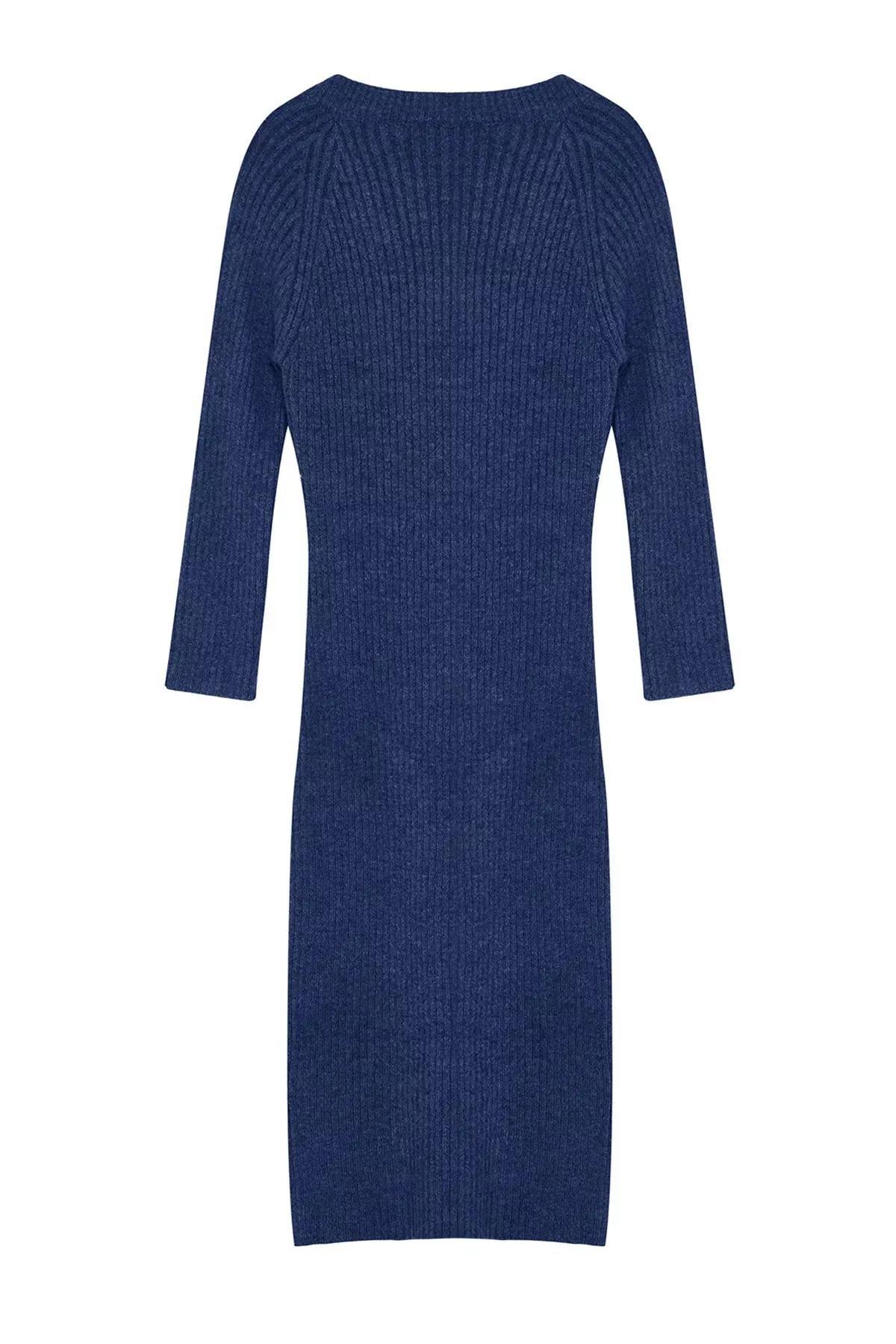فستان طويل مُحاك من الصوف، كحلي, Navy blue, large image number 5