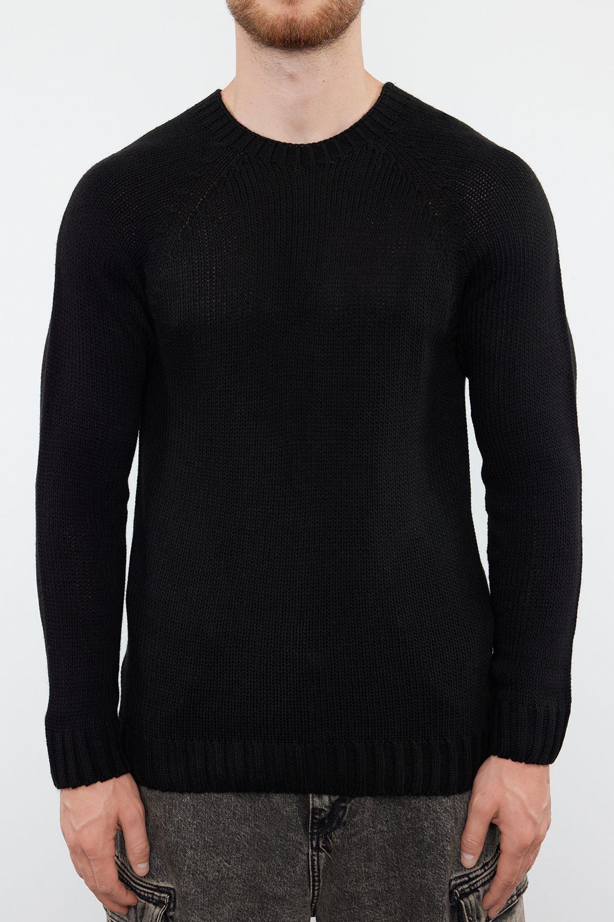 Black Texture Casual Sweater, , large image number 2
