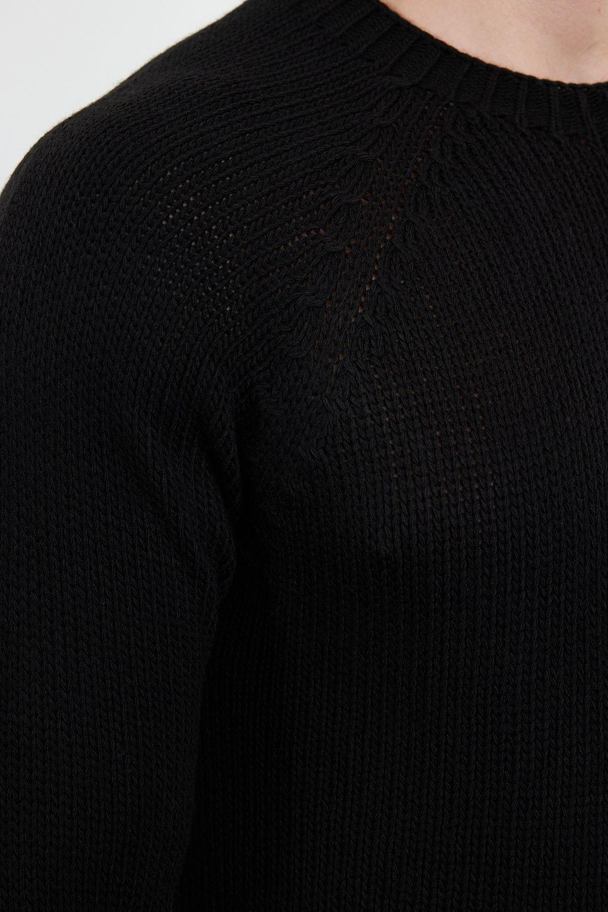 Black Texture Casual Sweater, , large image number 3