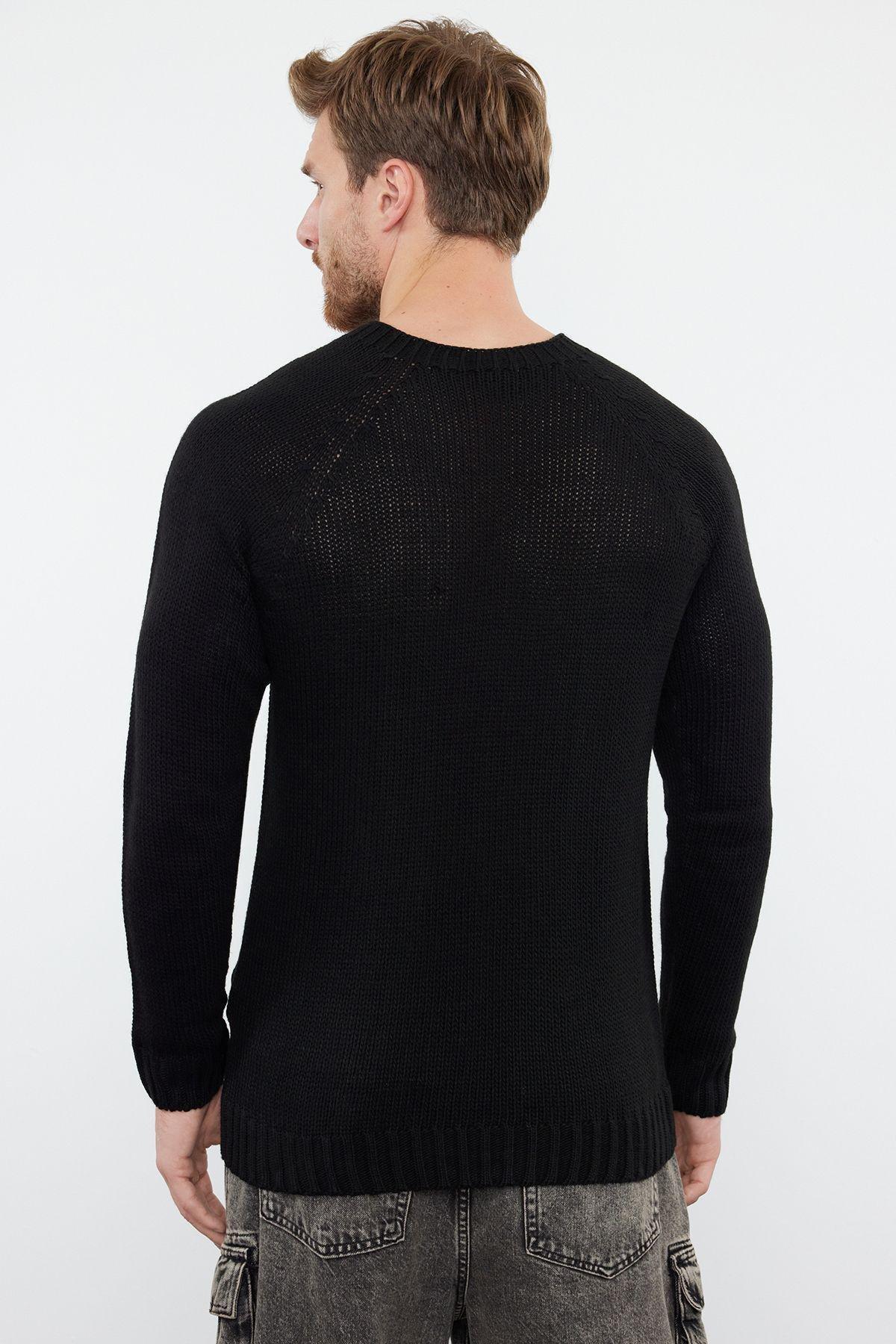 Black Texture Casual Sweater, , large image number 4