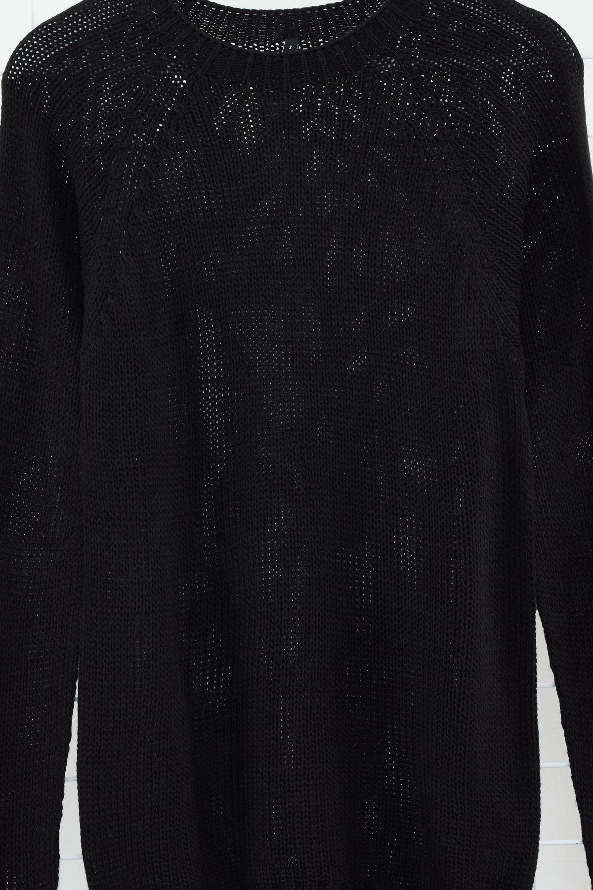 Black Texture Casual Sweater, , large image number 5
