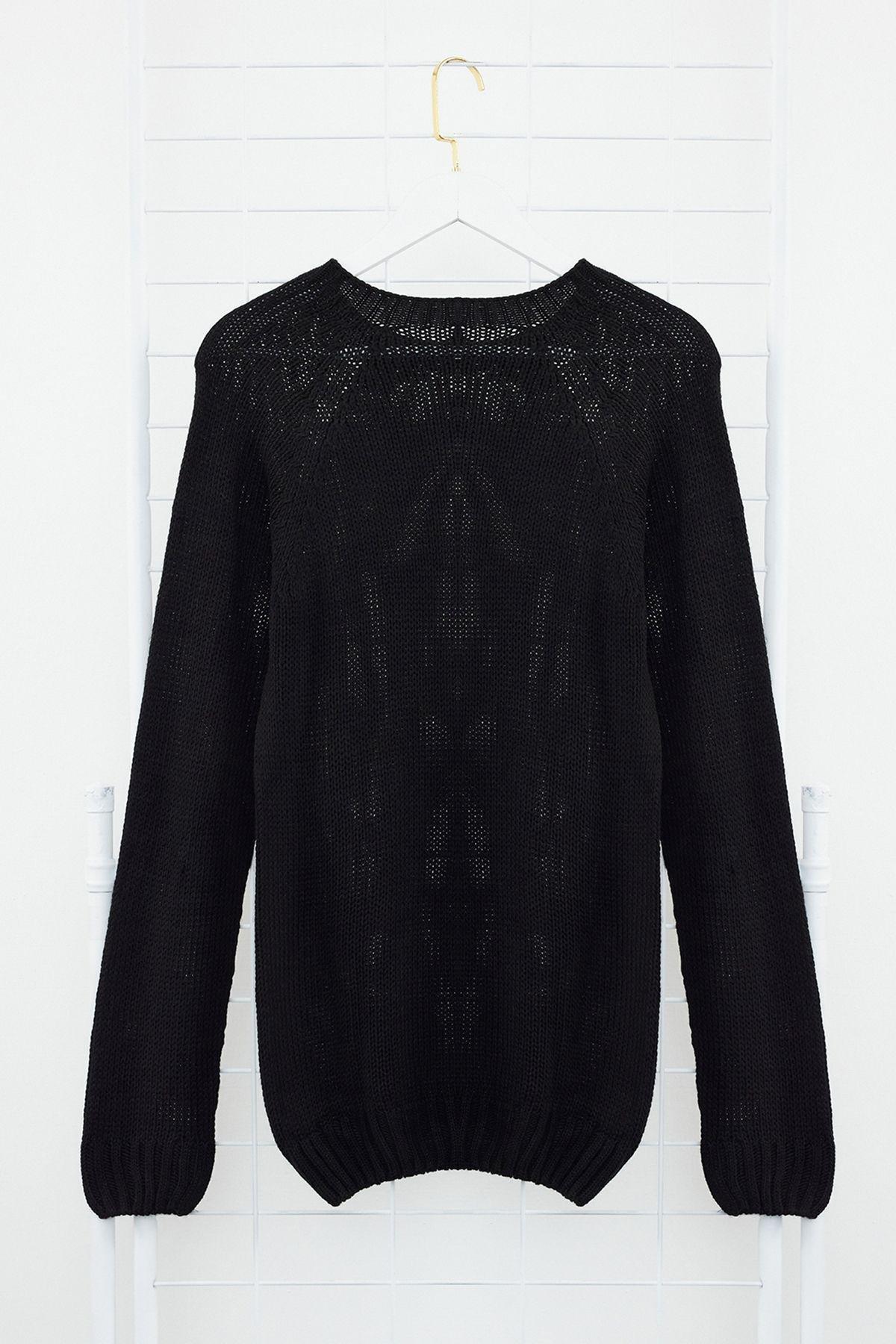 Black Texture Casual Sweater, , large image number 6