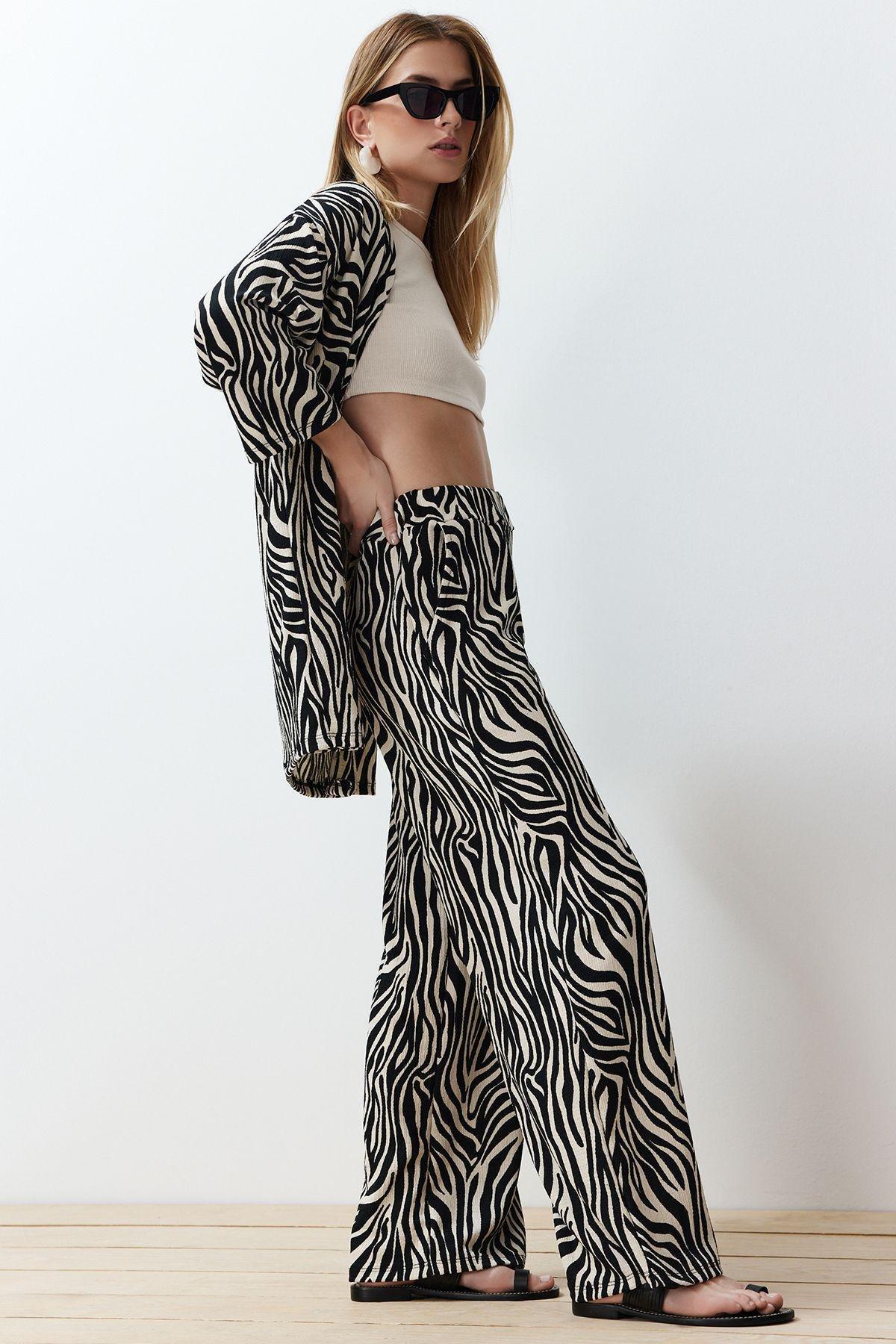 Black Printed Comfortable Cut Flexible Kimono Knitted Bottom-Top Set, C101_5720, large image number 1