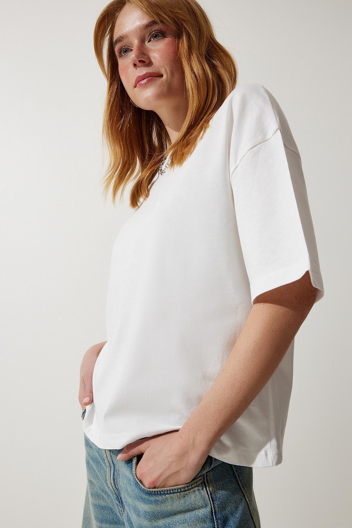 White Crew Neck Oversized Knitted T-Shirt, , large image number 3