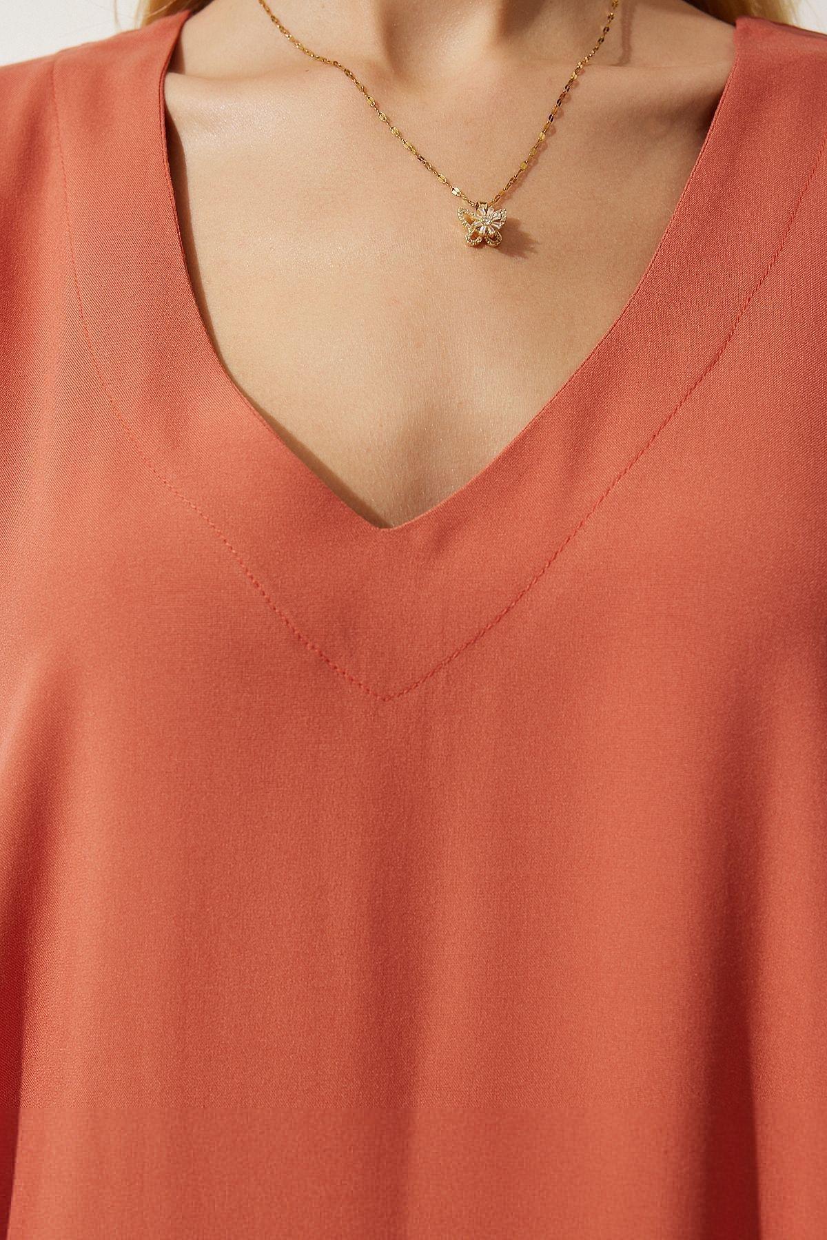 Orange Plain A-Line Midi Dress, , large image number 1