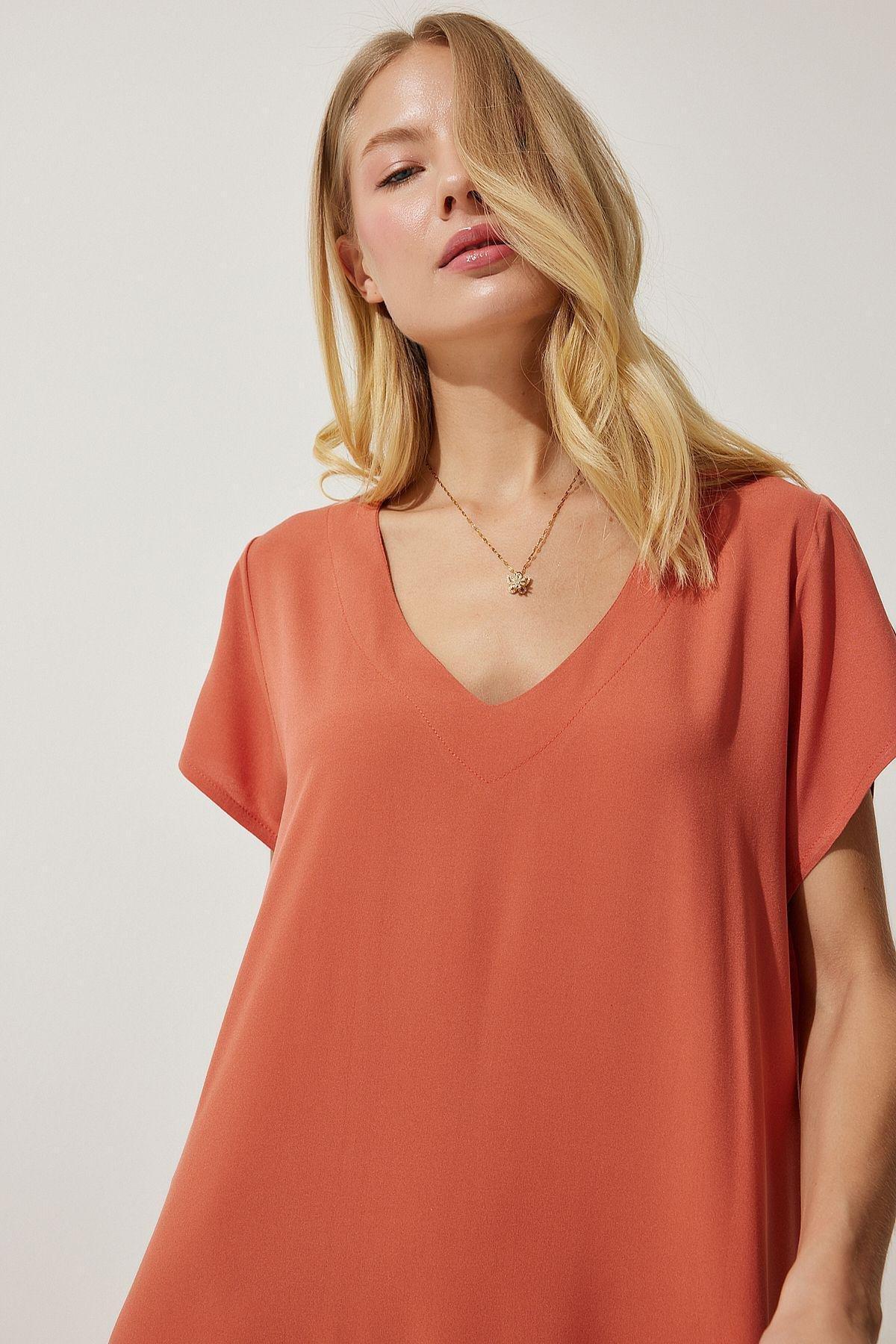 Orange Plain A-Line Midi Dress, , large image number 4
