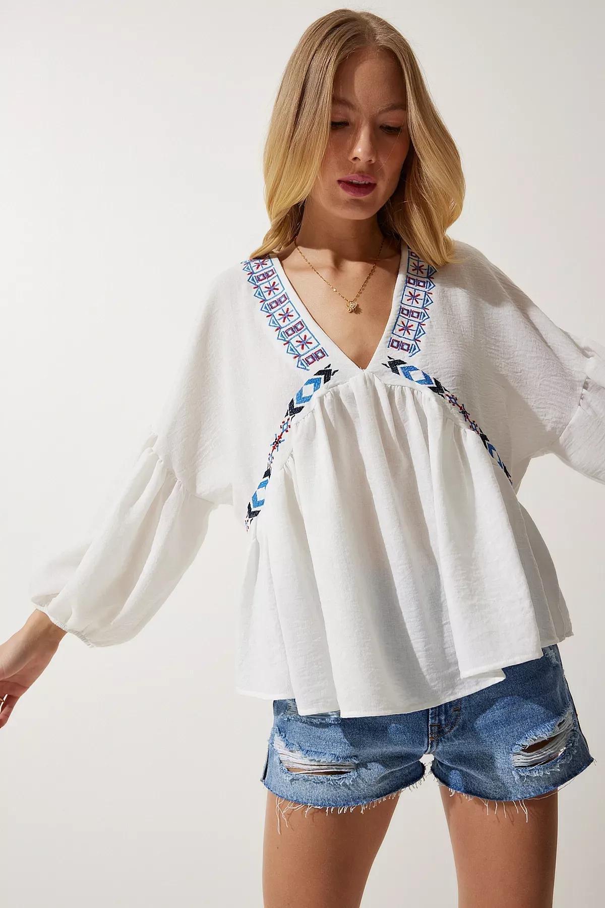 Ecru Embroidered Blouse, , large image number 1
