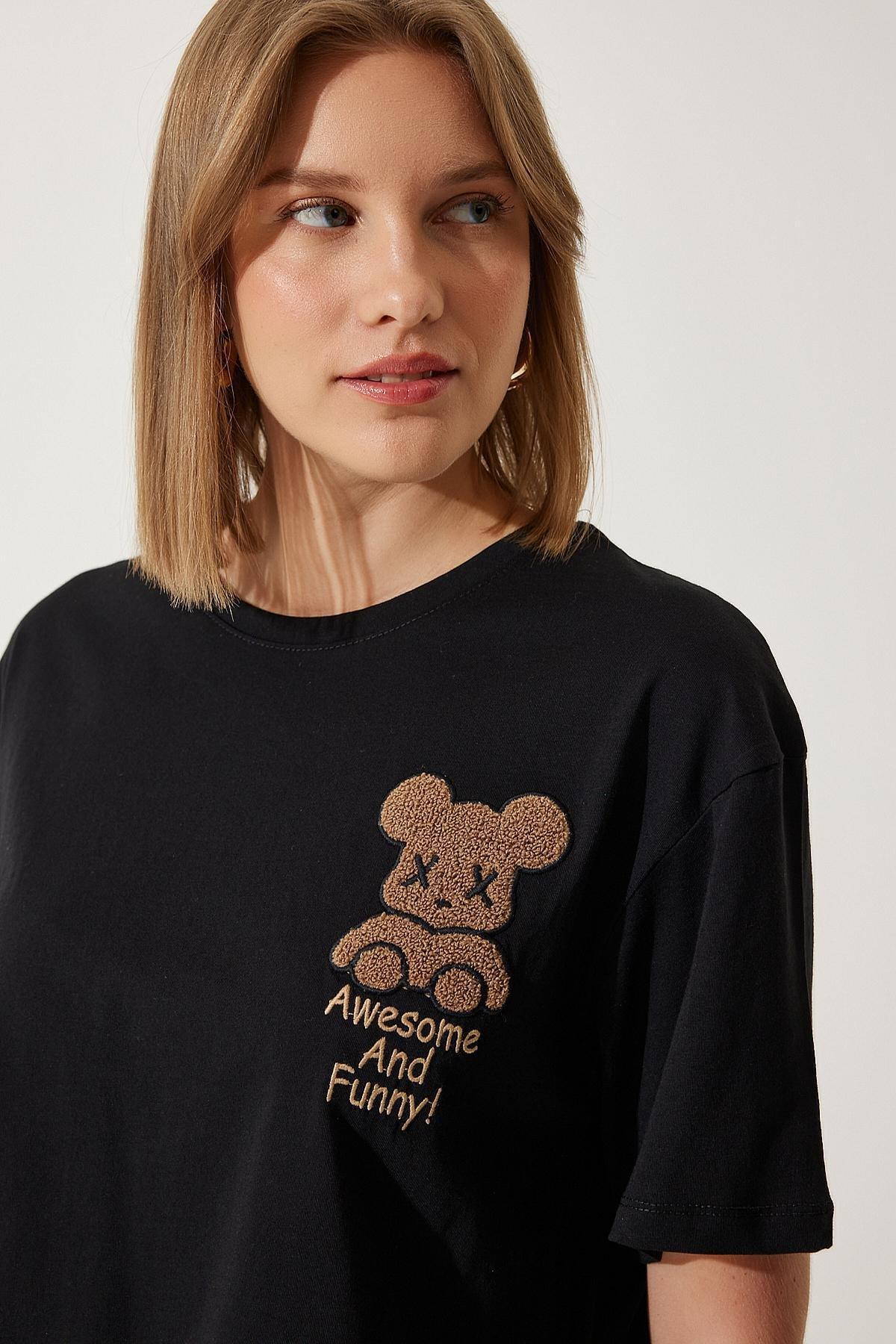 Black Teddy Bear Crest T-Shirt, C101_5720, large image number 0