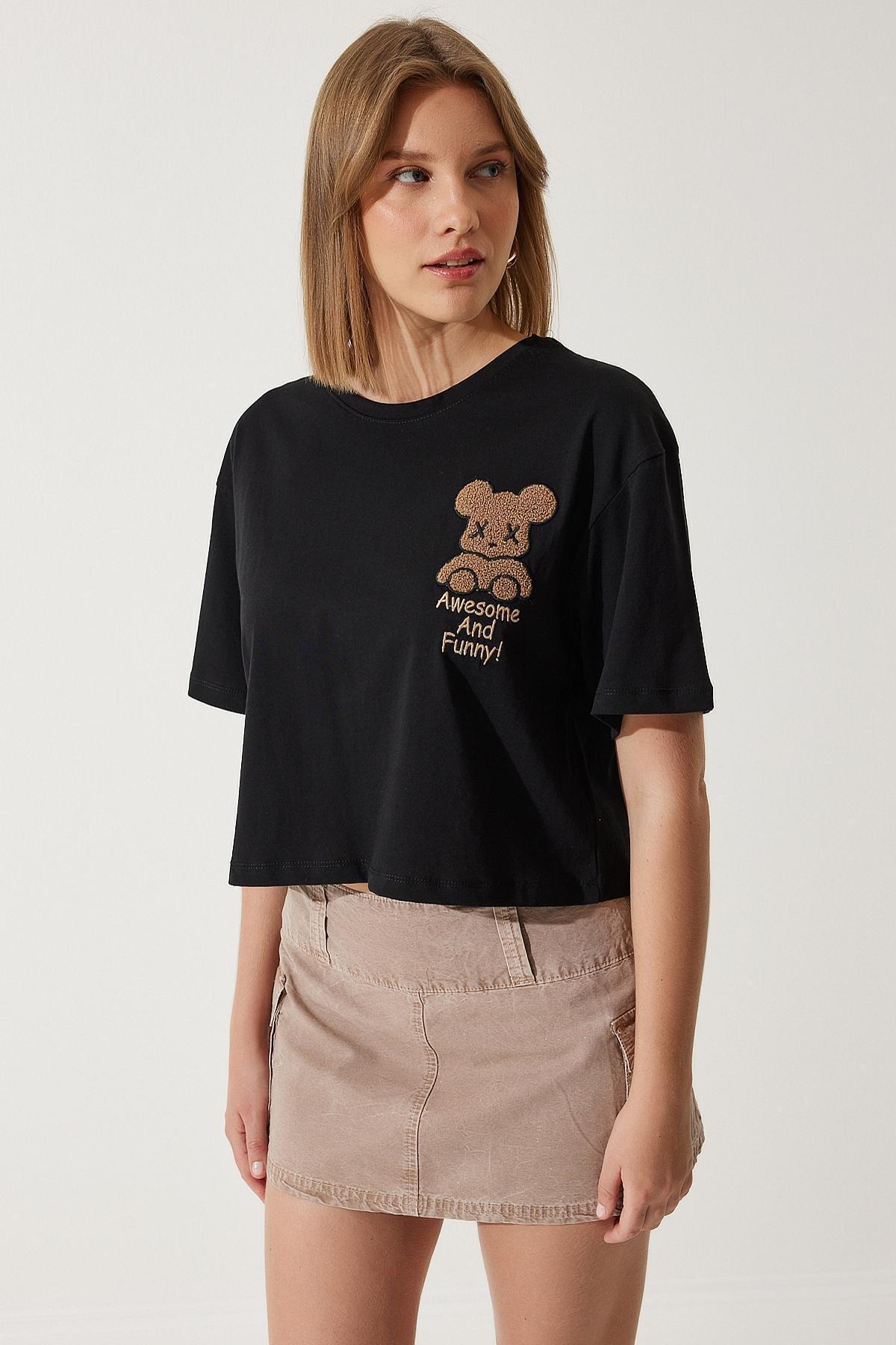 Black Teddy Bear Crest T-Shirt, C101_5720, large image number 2