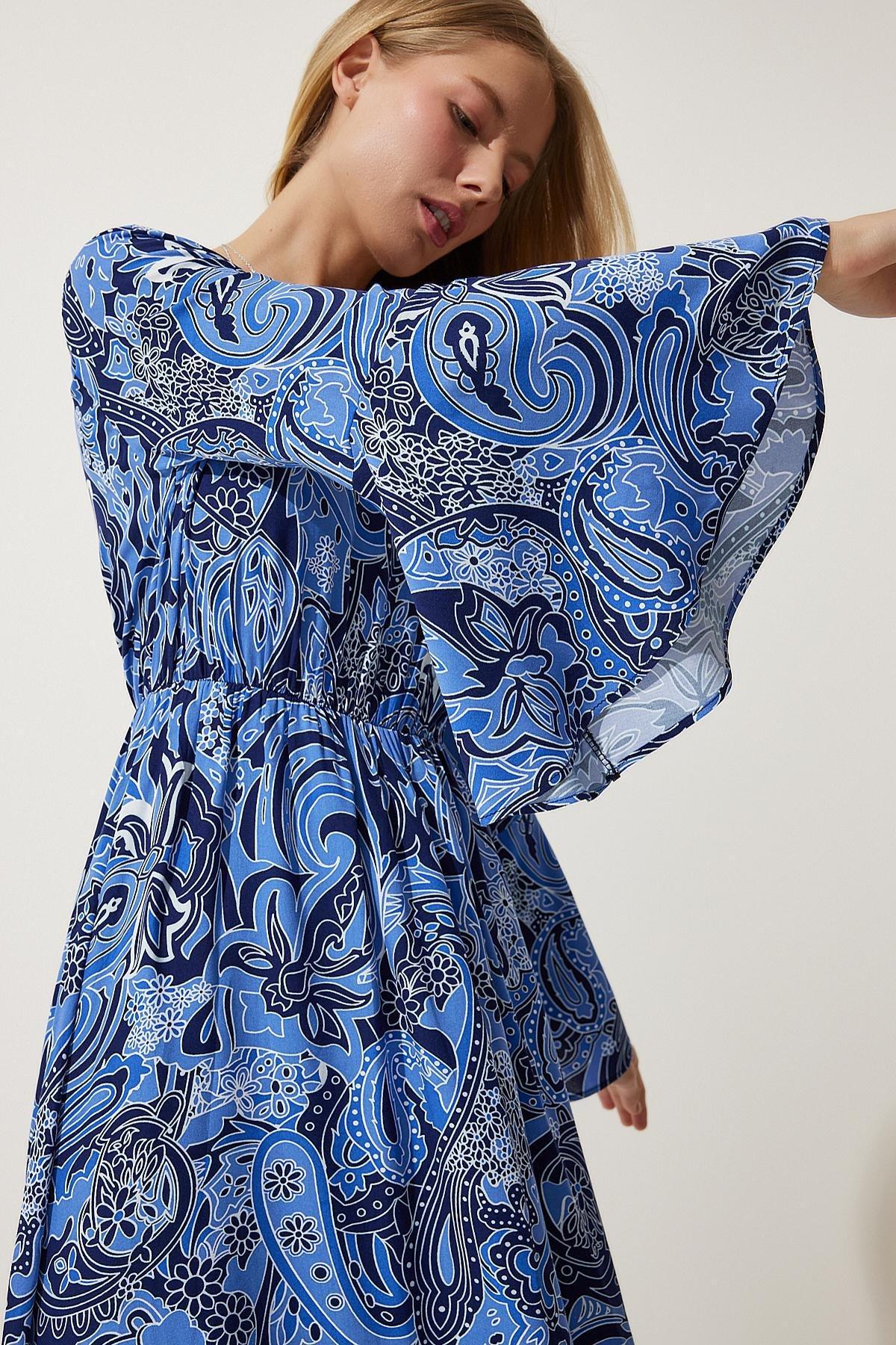 Blue Paisley Bohemian Maxi Dress, C101_5645, large image number 4