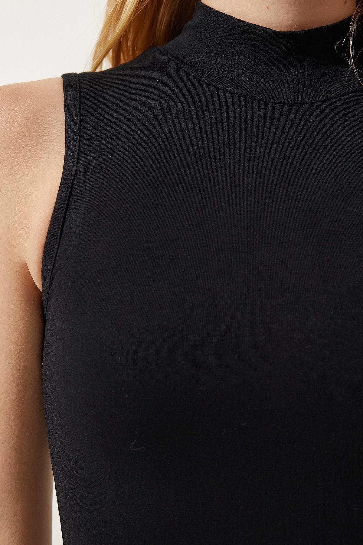 Women Black Gray Stand Collar Sleeveless RX00051, single, , large image number 2