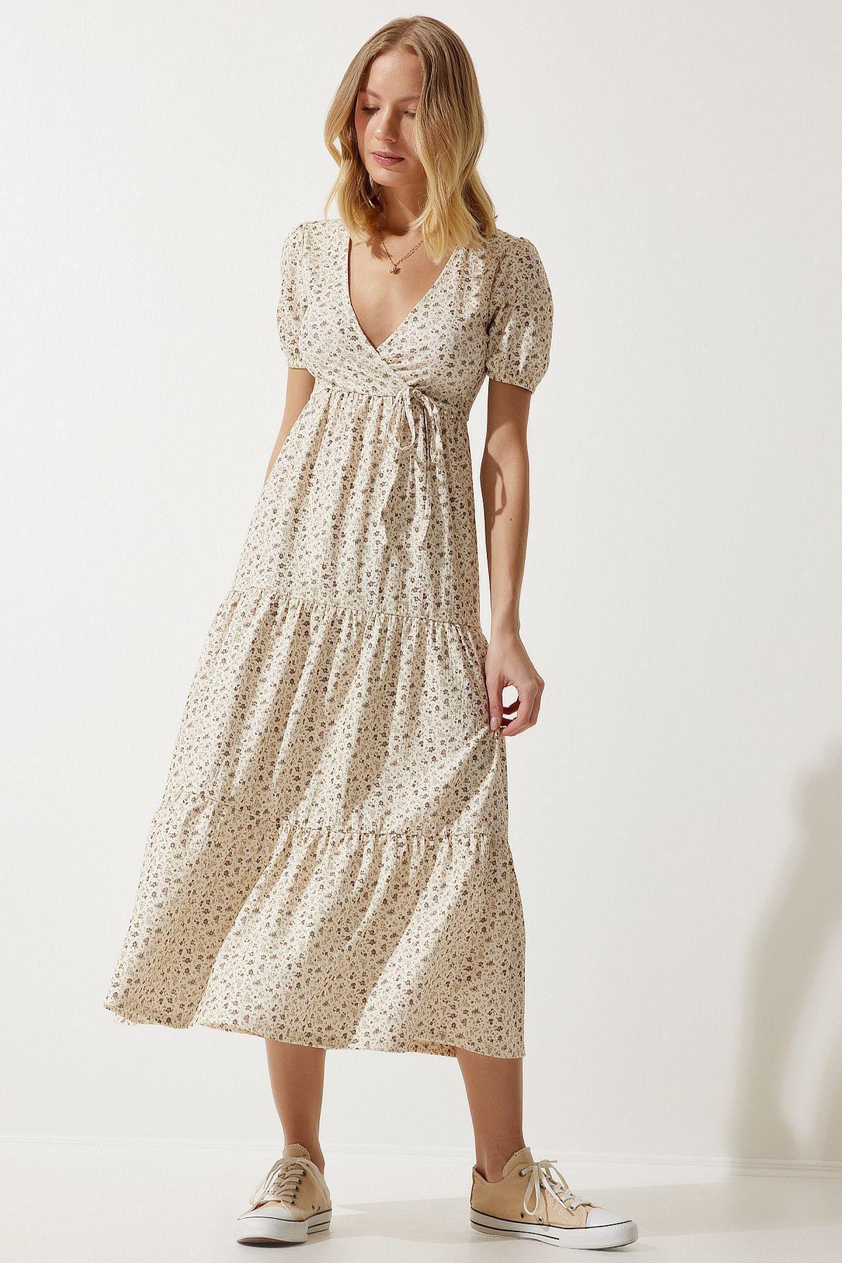 Cream Floral Milkmaid Maxi Dress, Cream, large image number 2