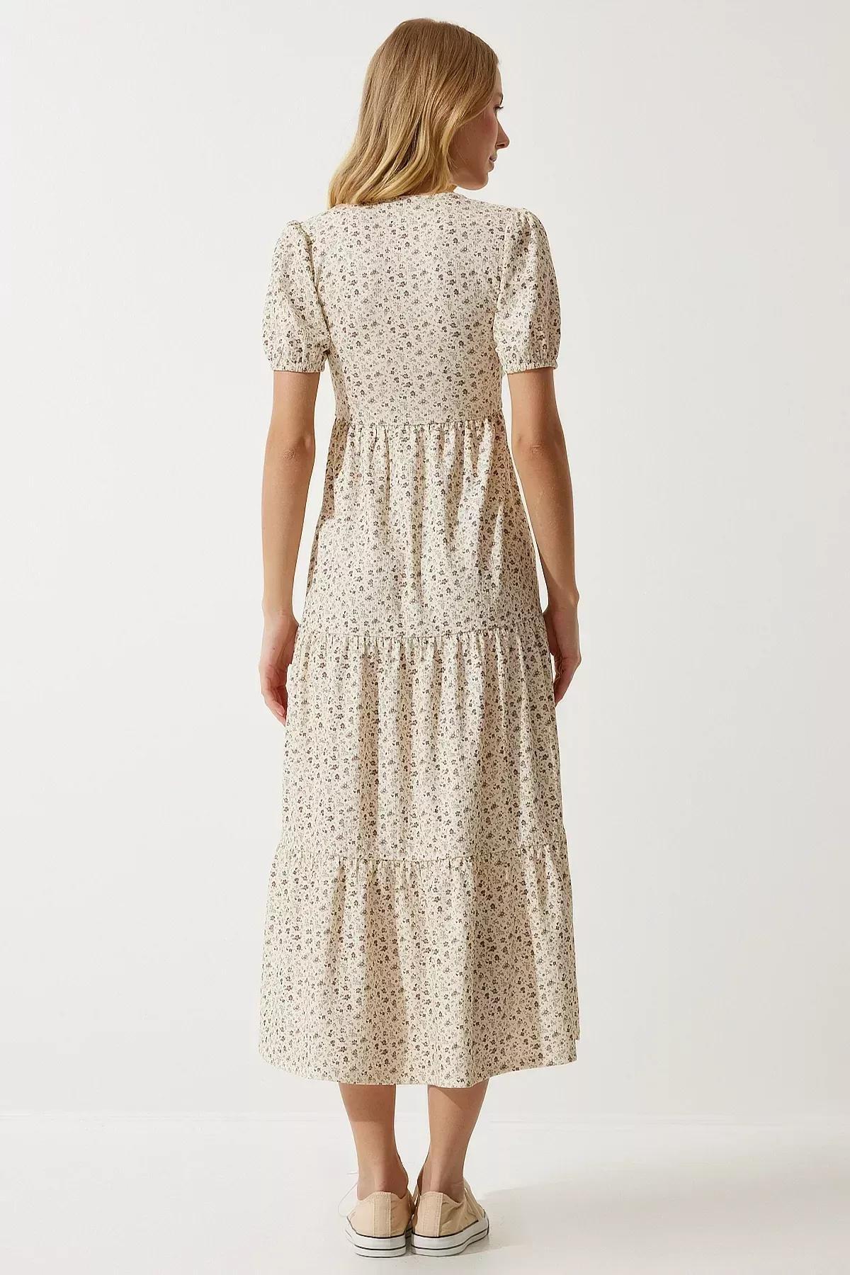 Cream Floral Milkmaid Maxi Dress, Cream, large image number 5