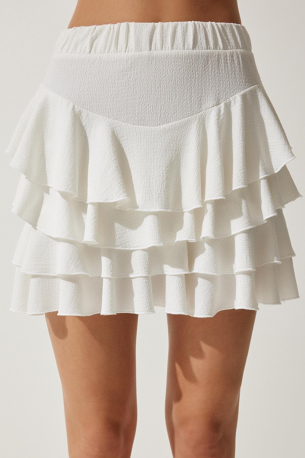 Ecru Flounce Mini Skirt, , large image number 3
