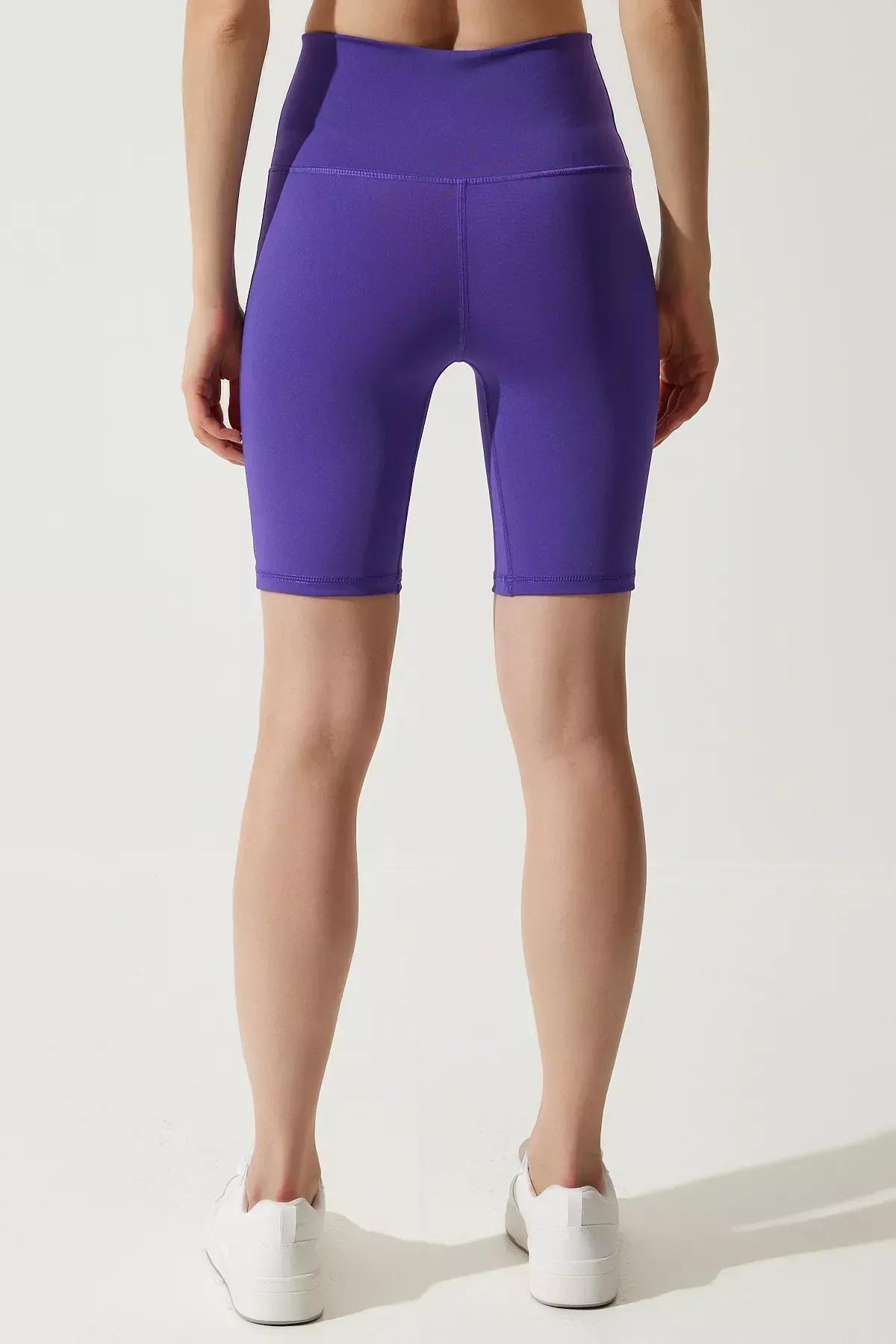 Purple High-Waist Cycling Tights, , large image number 3