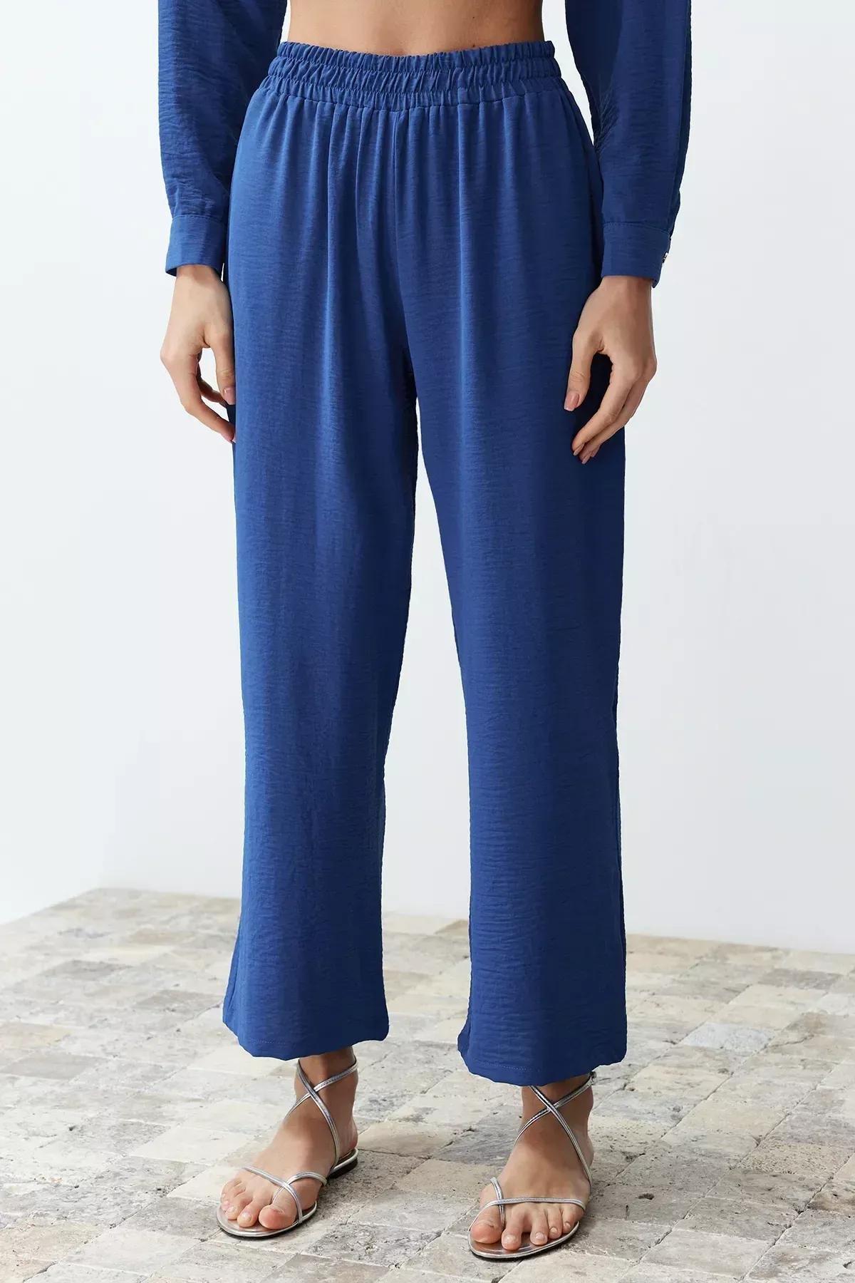 Blue buttoned blouse trouser set, C101_5645, large image number 4
