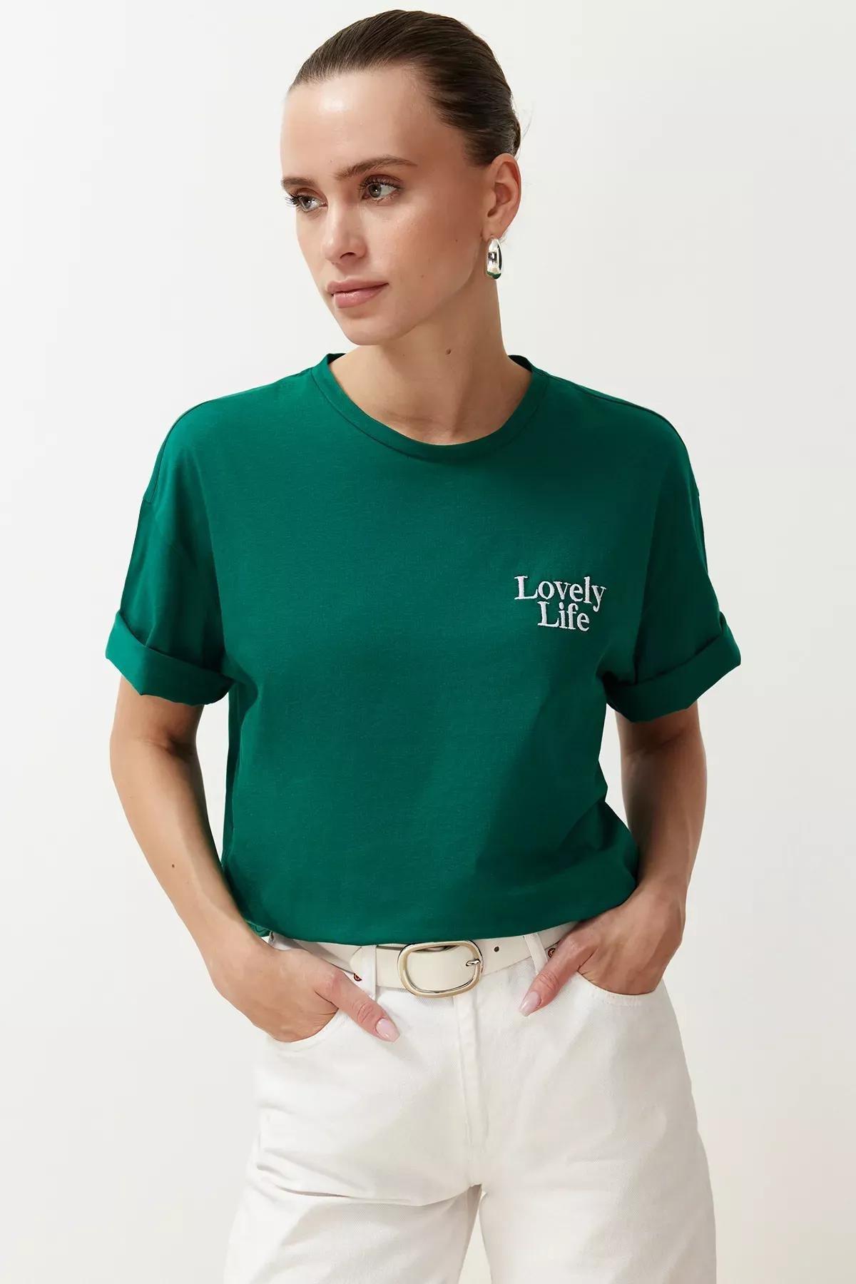 Green Slogan Pocket T-Shirt, Emerald, large image number 2