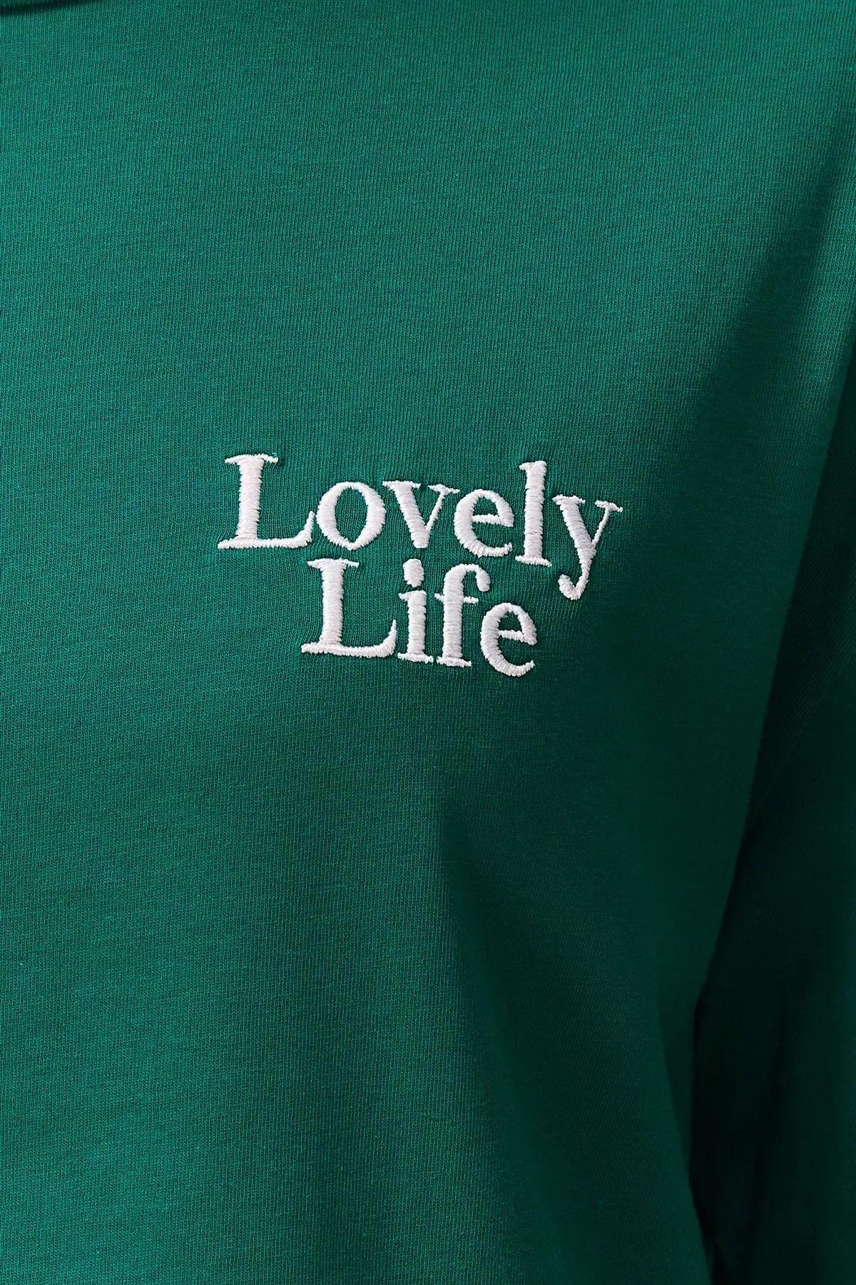 Green Slogan Pocket T-Shirt, Emerald, large image number 3