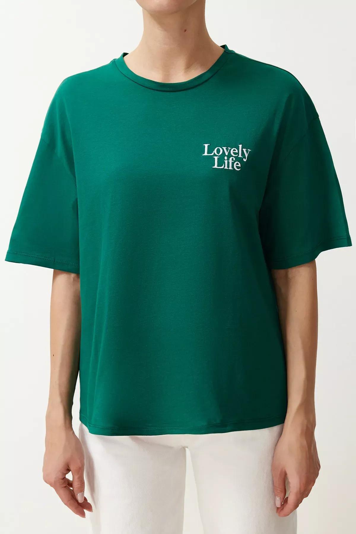 Green Slogan Pocket T-Shirt, Emerald, large image number 4