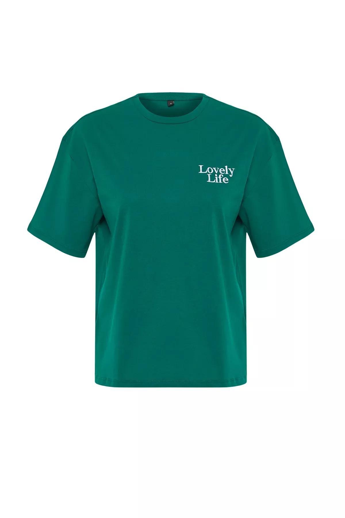 Green Slogan Pocket T-Shirt, Emerald, large image number 5