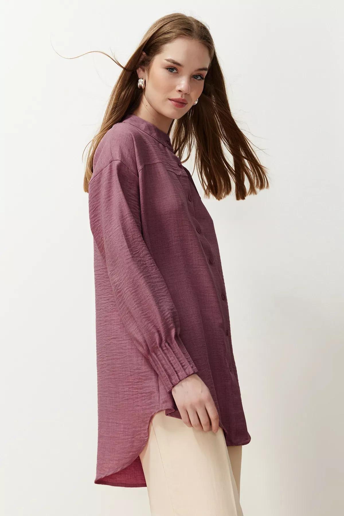 Pink Linen Oversize Shirt, POWDER, large image number 2