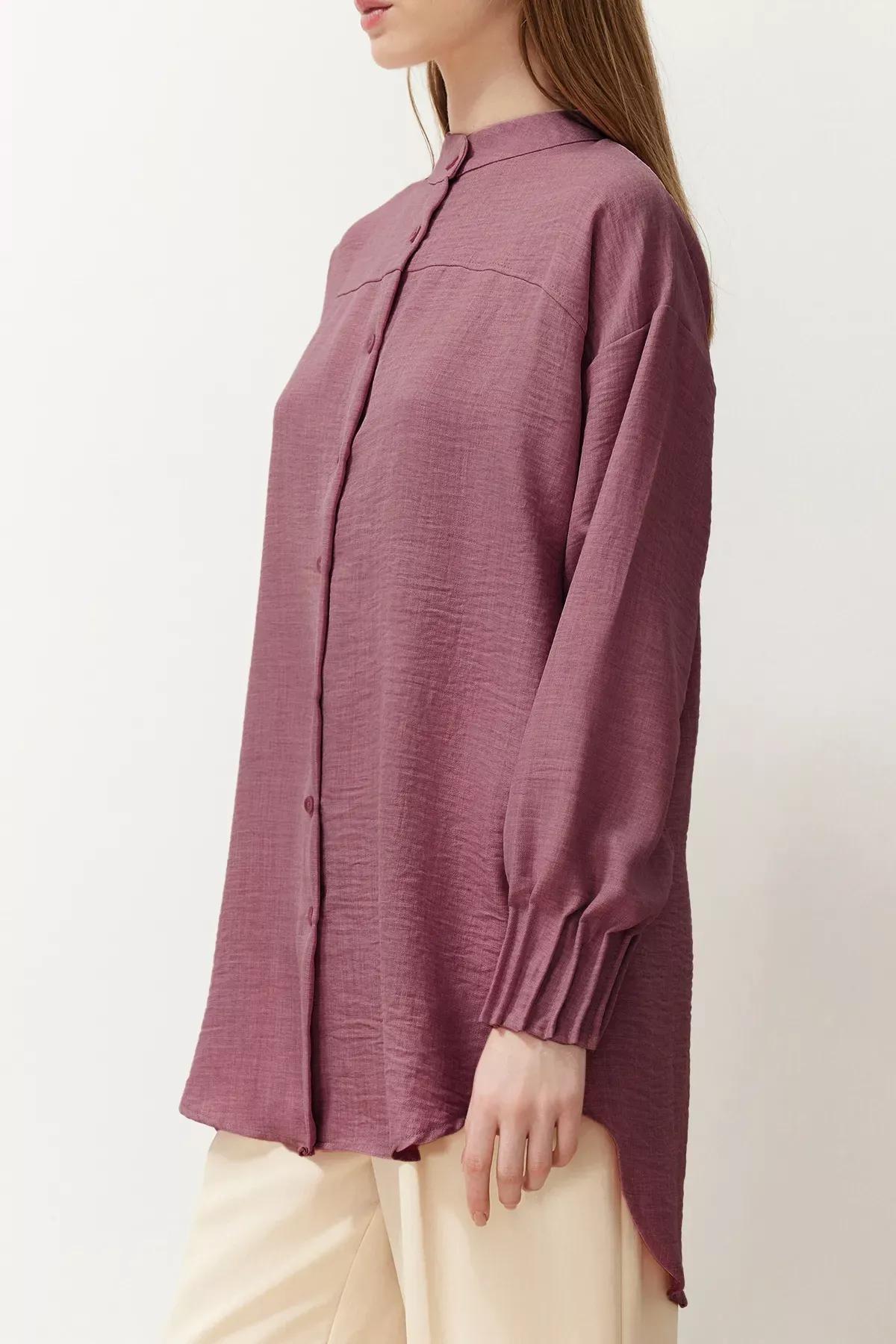 Pink Linen Oversize Shirt, POWDER, large image number 3