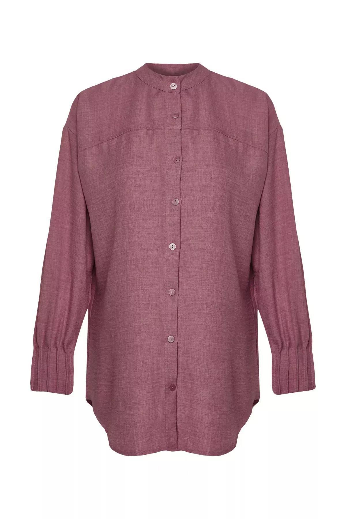 Pink Linen Oversize Shirt, POWDER, large image number 5