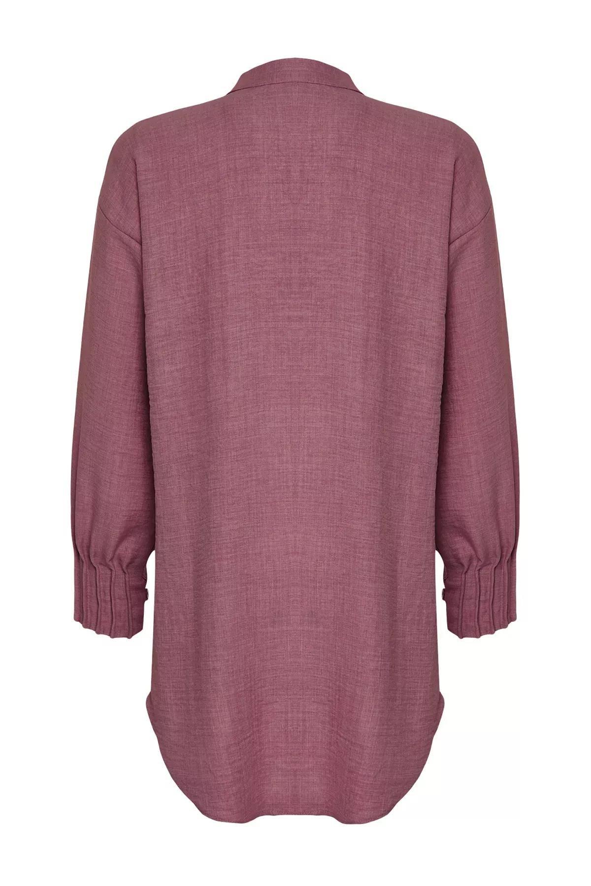 Pink Linen Oversize Shirt, POWDER, large image number 6