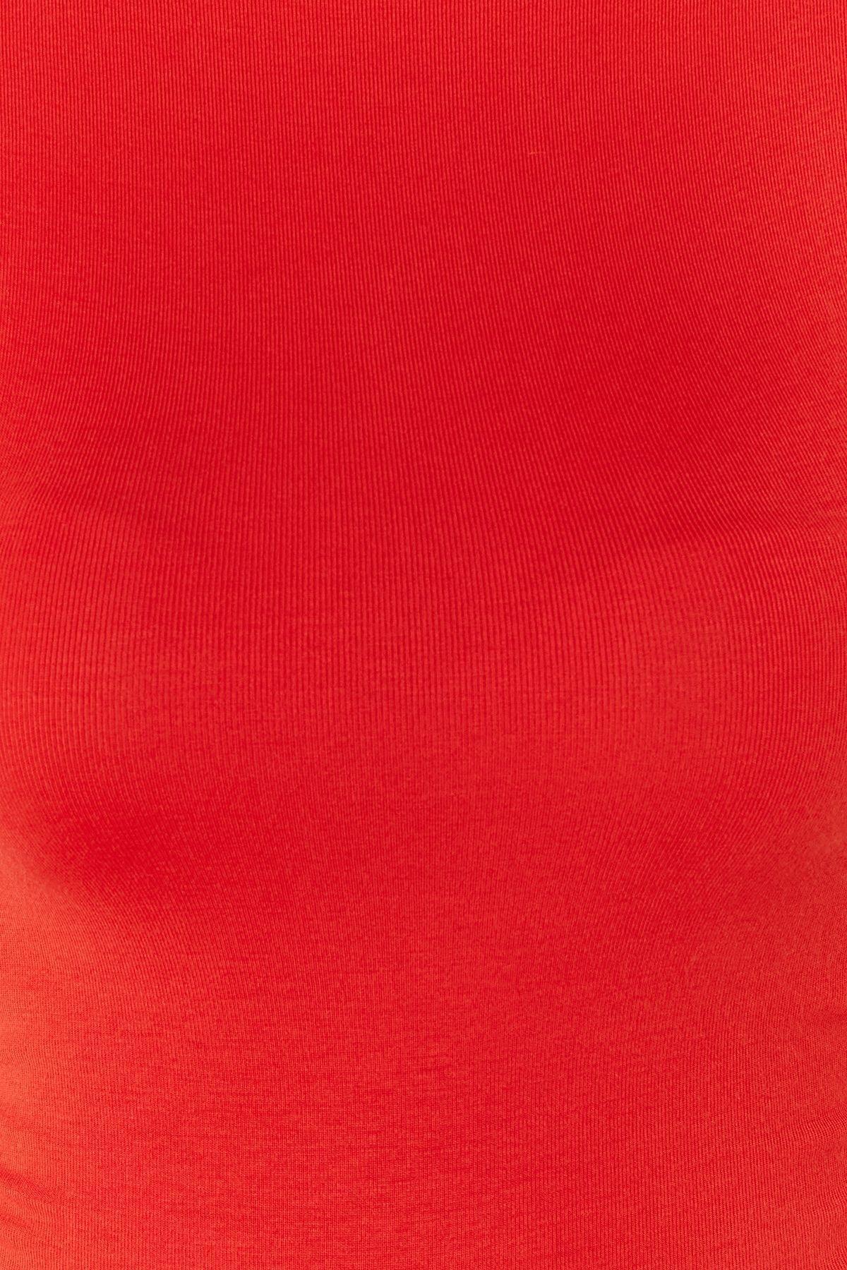 Red Asymmetric Casual Cropped Blouse, , large image number 3