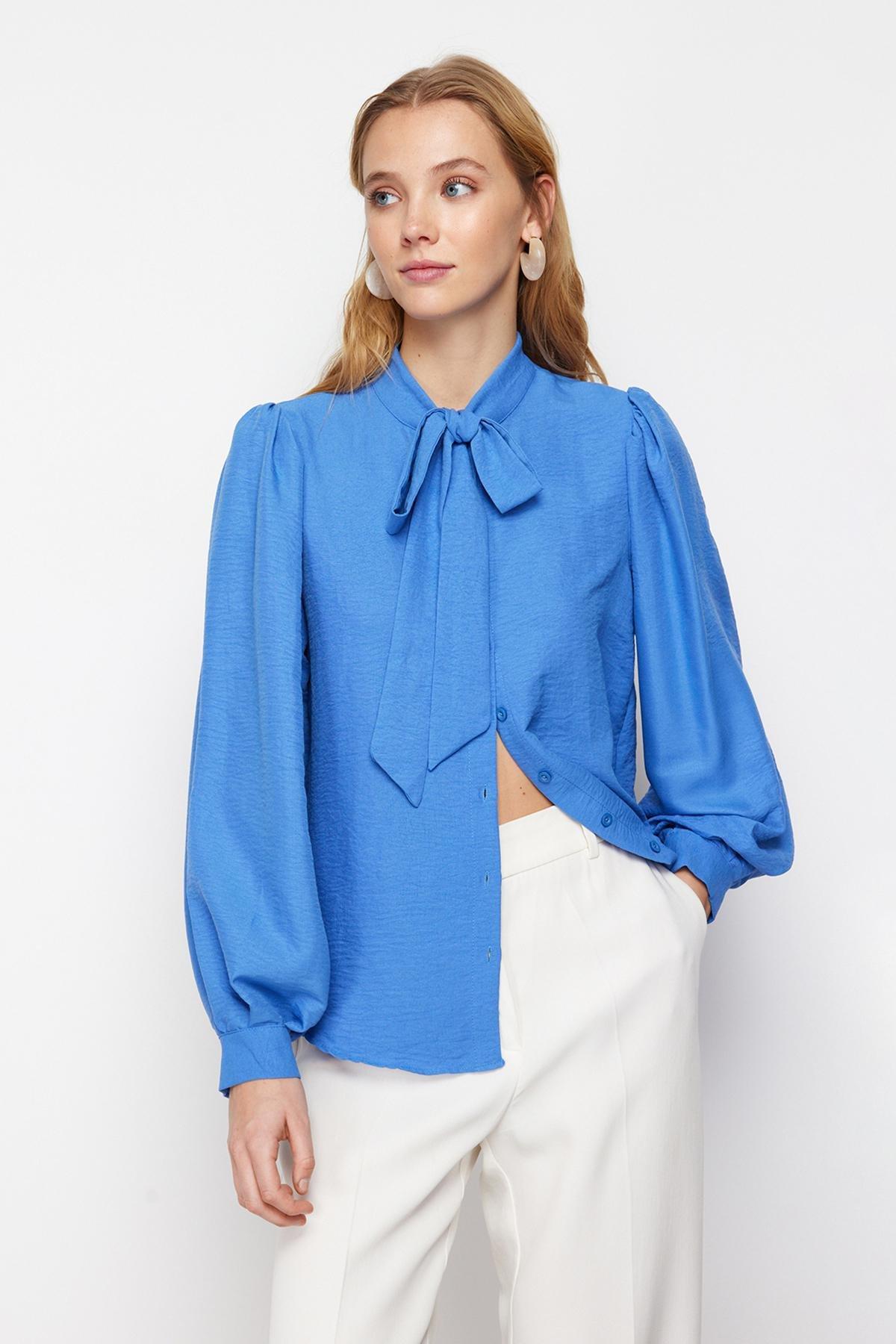 Blue Neckerchief Woven Shirt, , large image number 0