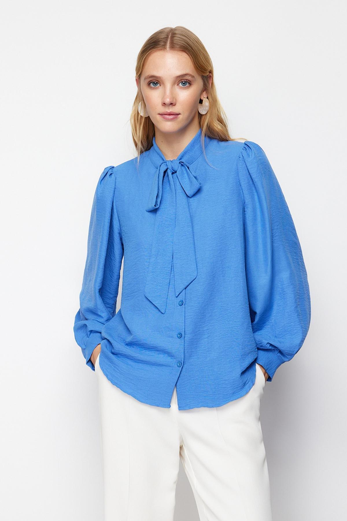 Blue Neckerchief Woven Shirt, , large image number 1