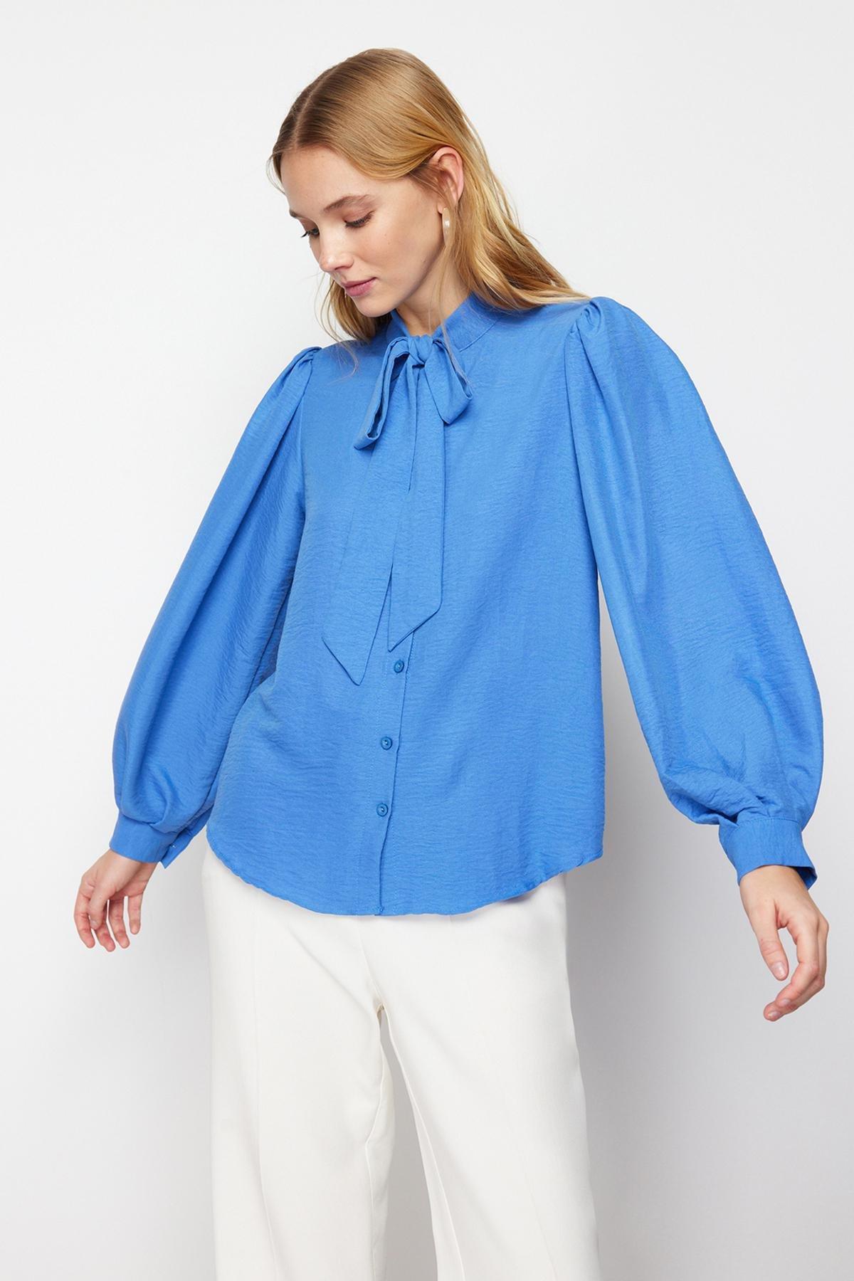 Blue Neckerchief Woven Shirt, , large image number 2