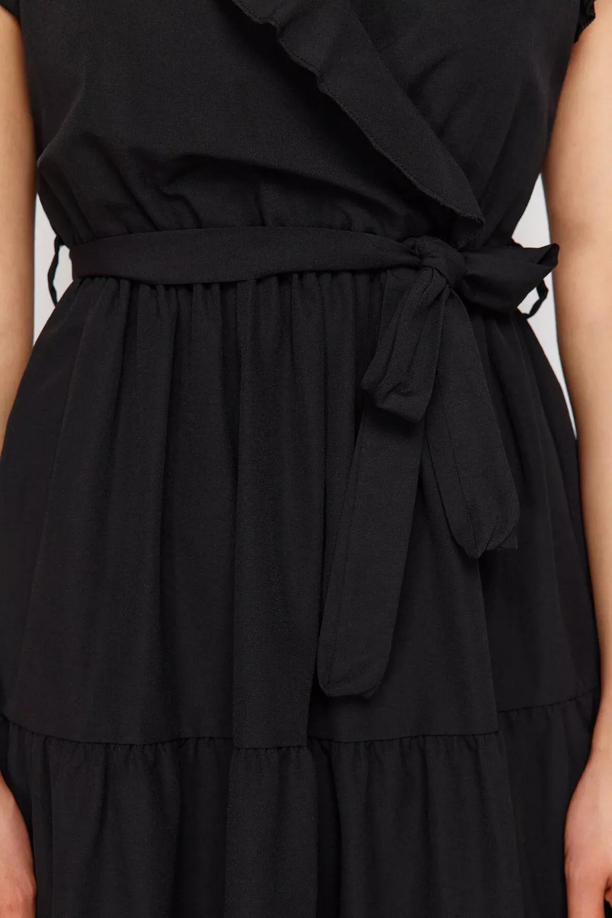 Black Belted A-Line Midi Dress, C101_5720, large image number 4