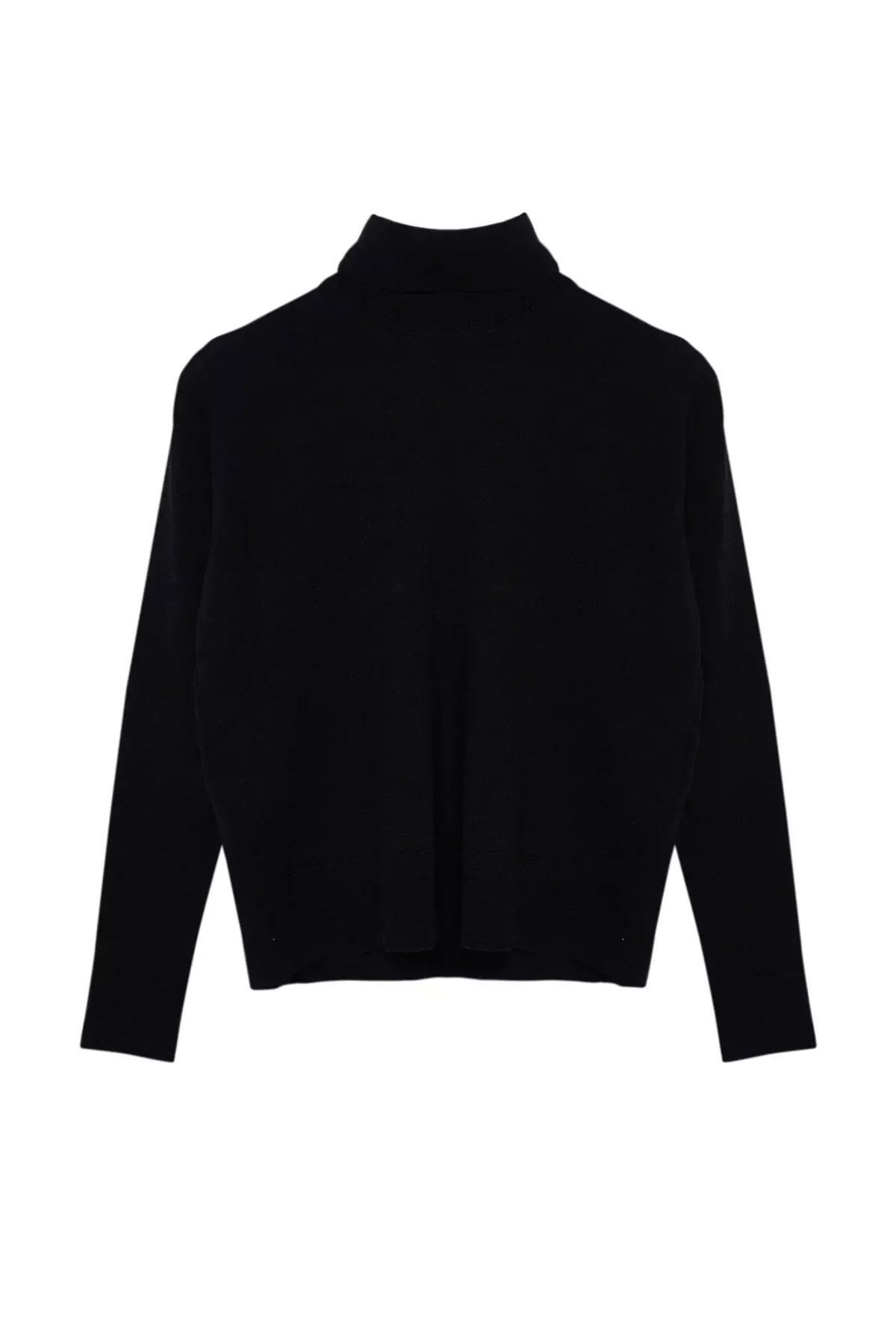 Black Plain Cropped Sweater, , large image number 5
