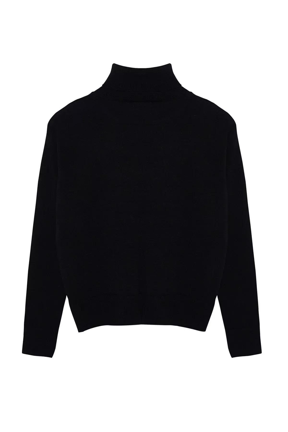 Black Plain Cropped Sweater, , large image number 6