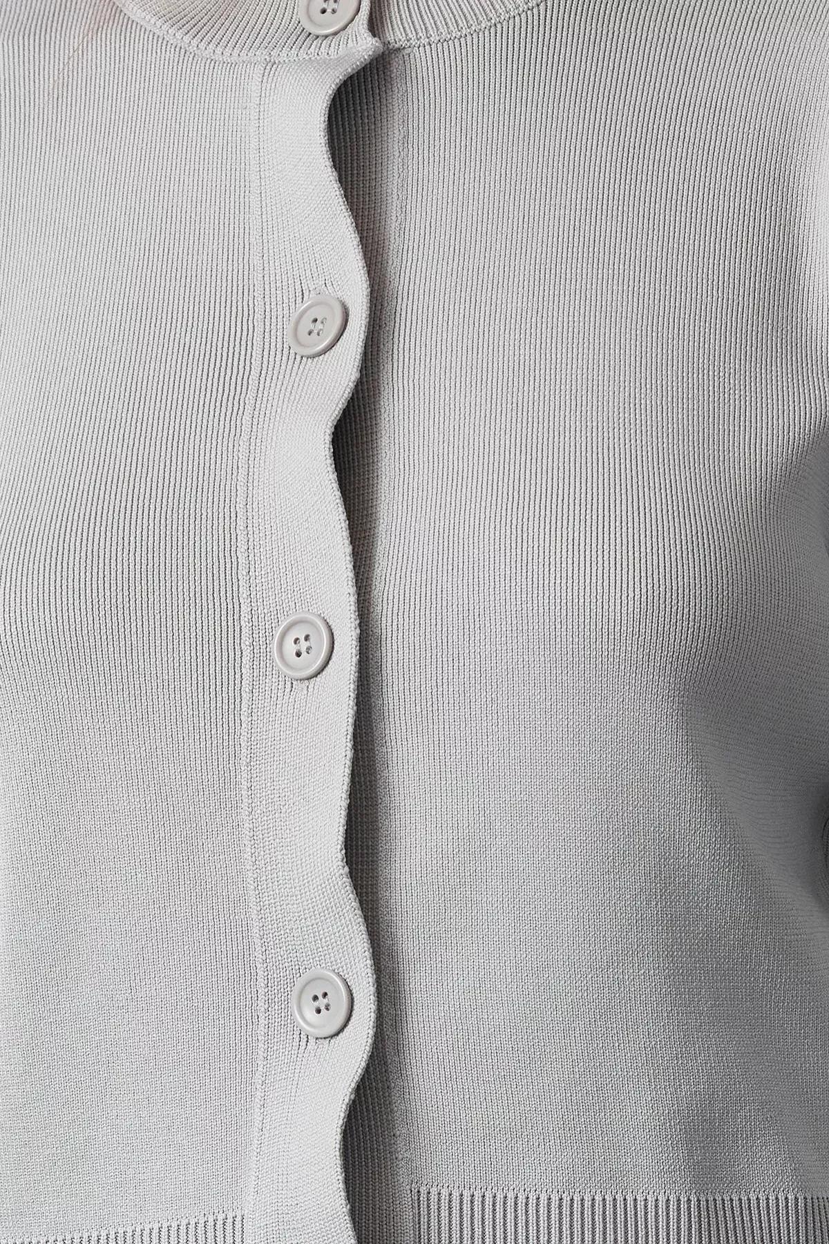 Grey Crew Neck Knitwear Cardigan, Grey, large image number 2