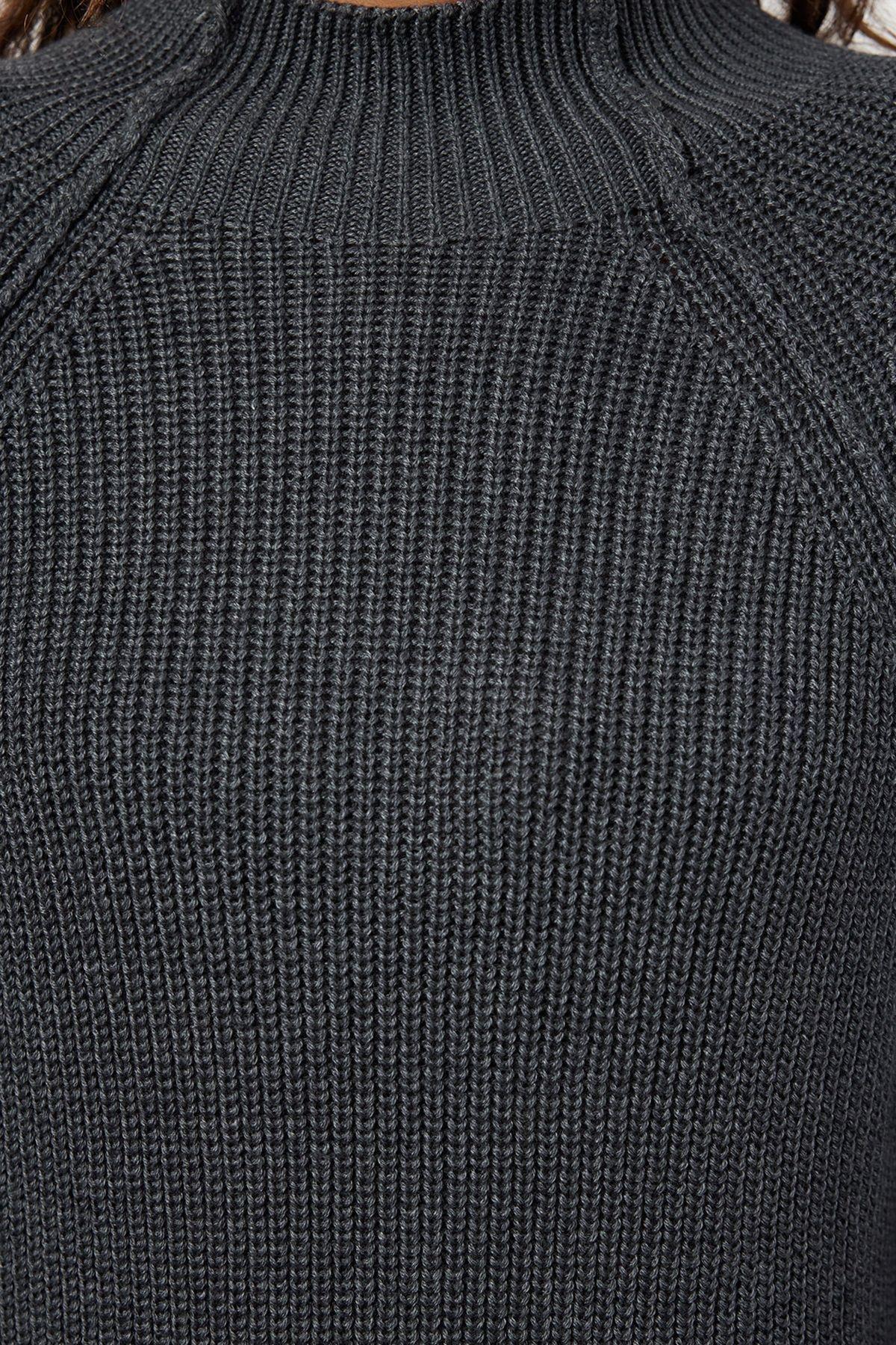 Grey Textured Oversized Sweater, Anthracite, large image number 3