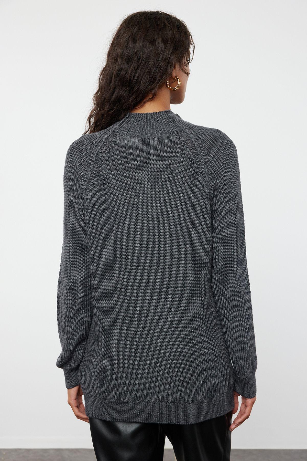 Grey Textured Oversized Sweater, Anthracite, large image number 4