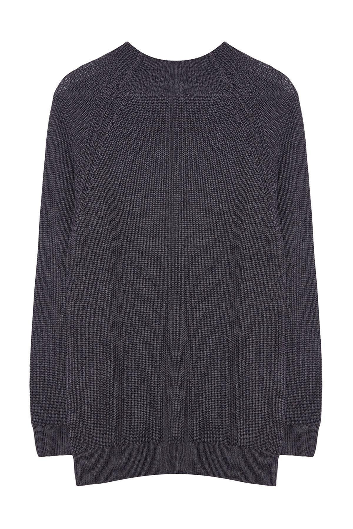 Grey Textured Oversized Sweater, Anthracite, large image number 5