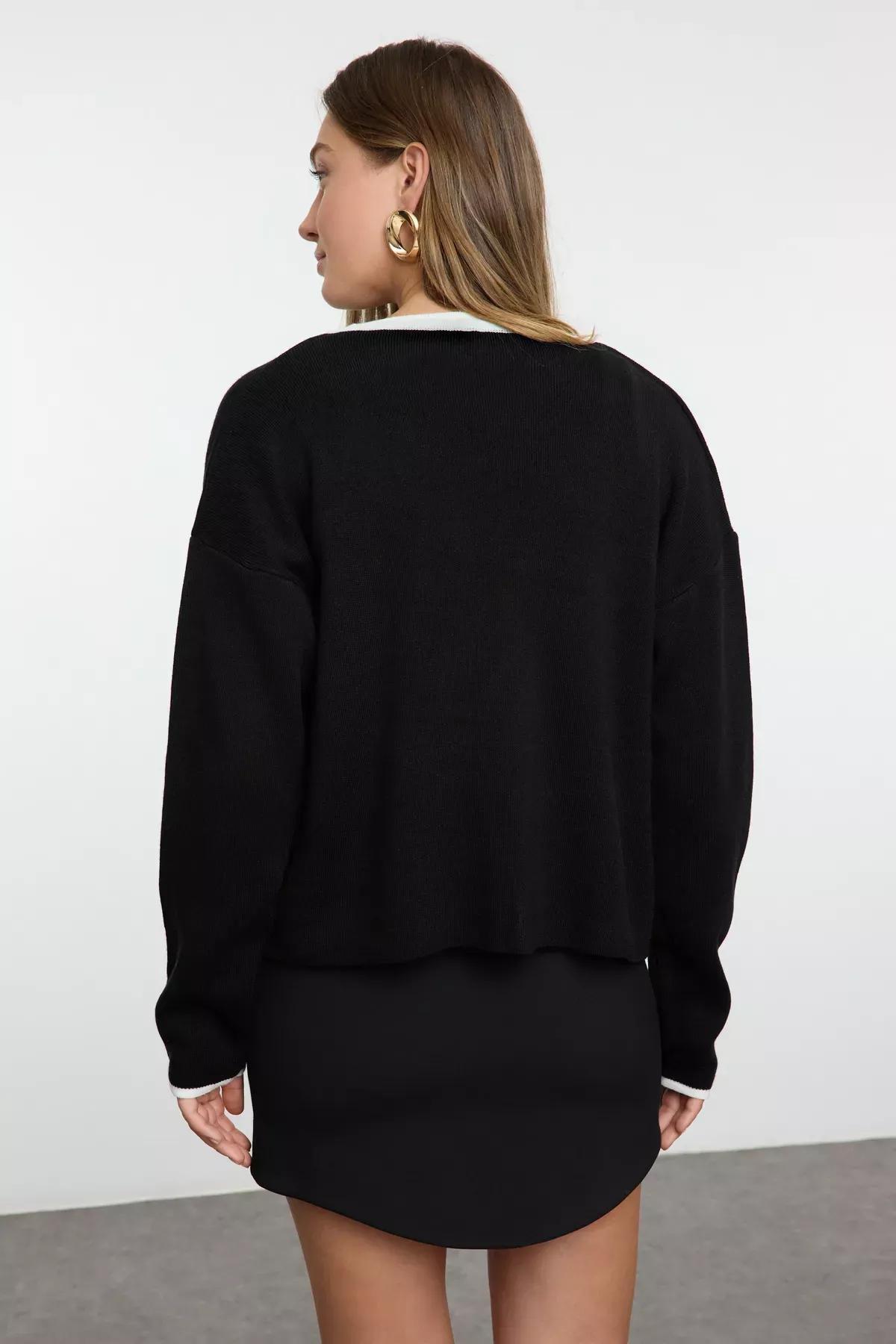 Black Colorblock Knit Cardigan Set, , large image number 4