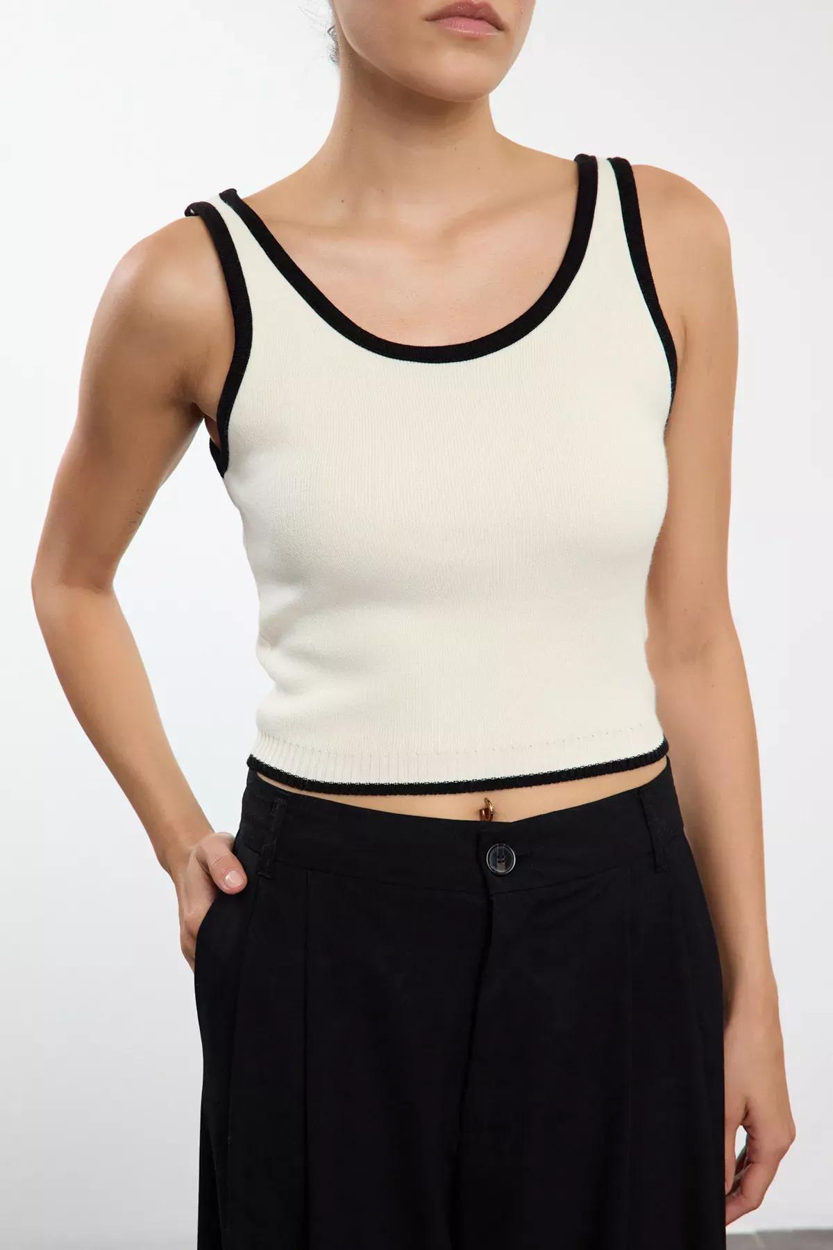 Beige Color Block Knitted Cardigan Set, STONE, large image number 3