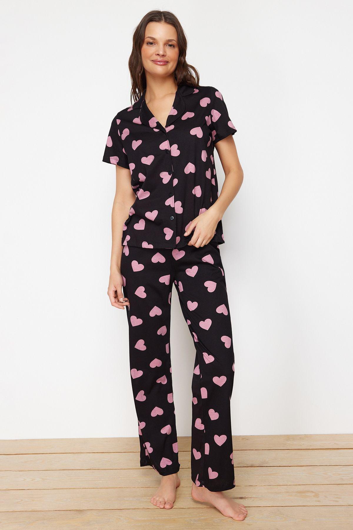 Black Knitted Cotton Pyjamas Set, , large image number 1